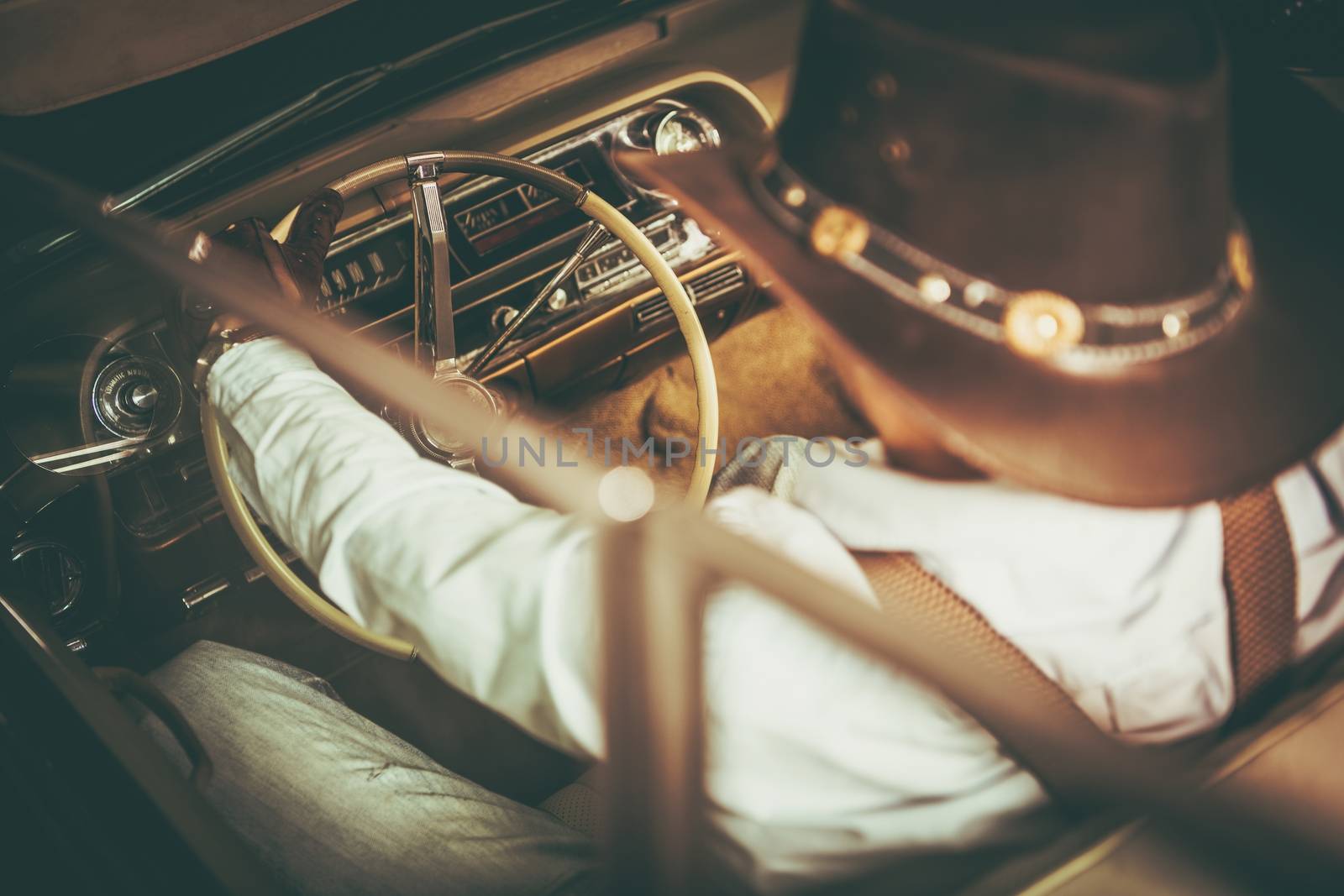 Cowboy in a Classic Car by welcomia