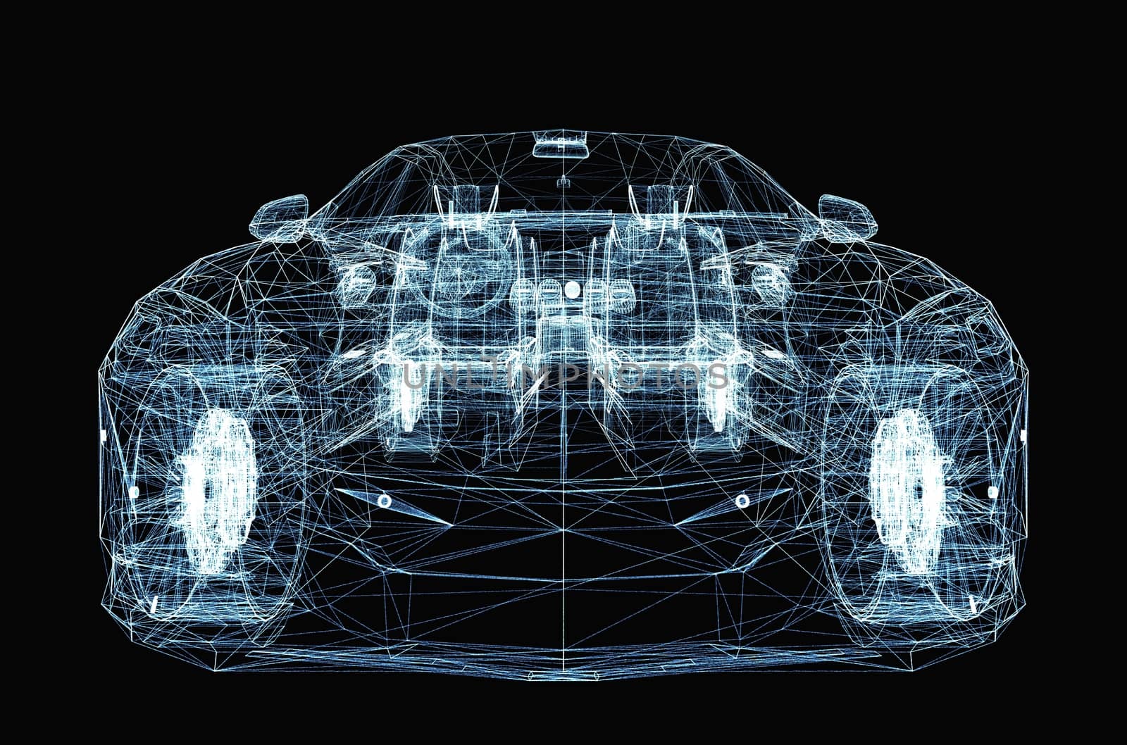 Abstract car consisting of luminous lines and dots by cherezoff