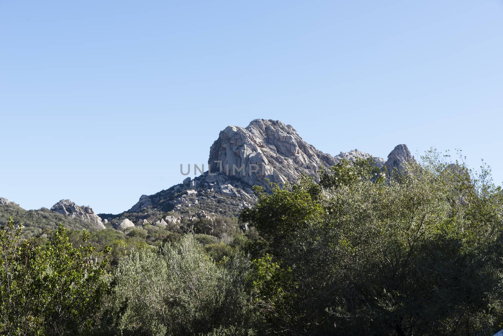 rocks on the road to costa smeralda on sardinia island