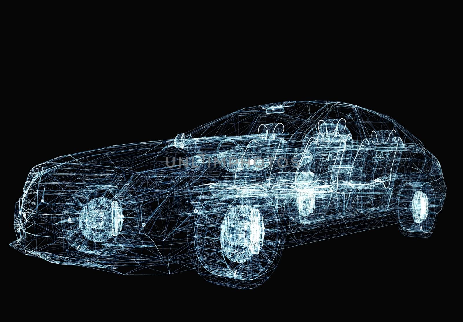 Abstract car consisting of luminous lines and dots by cherezoff