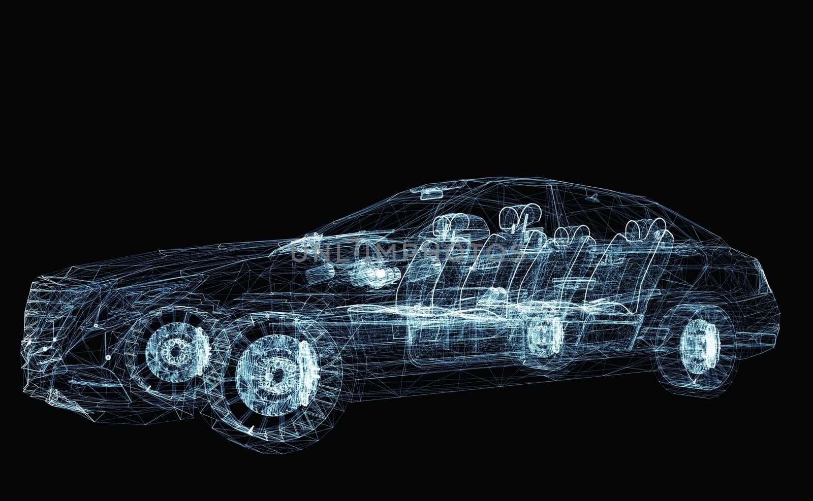 Abstract car consisting of luminous lines and dots by cherezoff