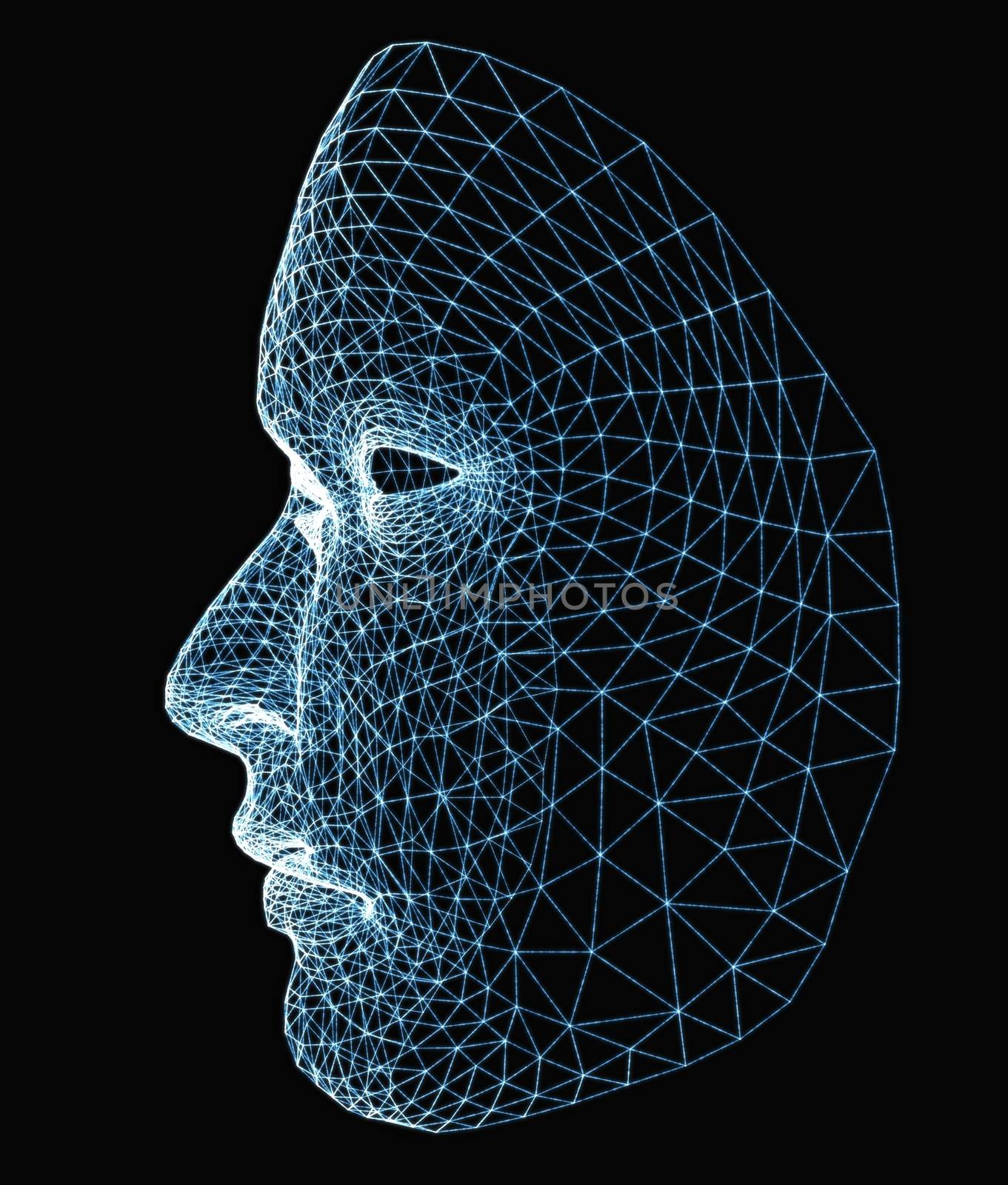 Human face consisting of luminous lines by cherezoff