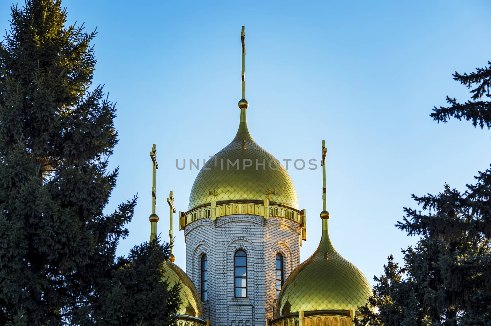 Landscape with golden domes of the church Orthodox church