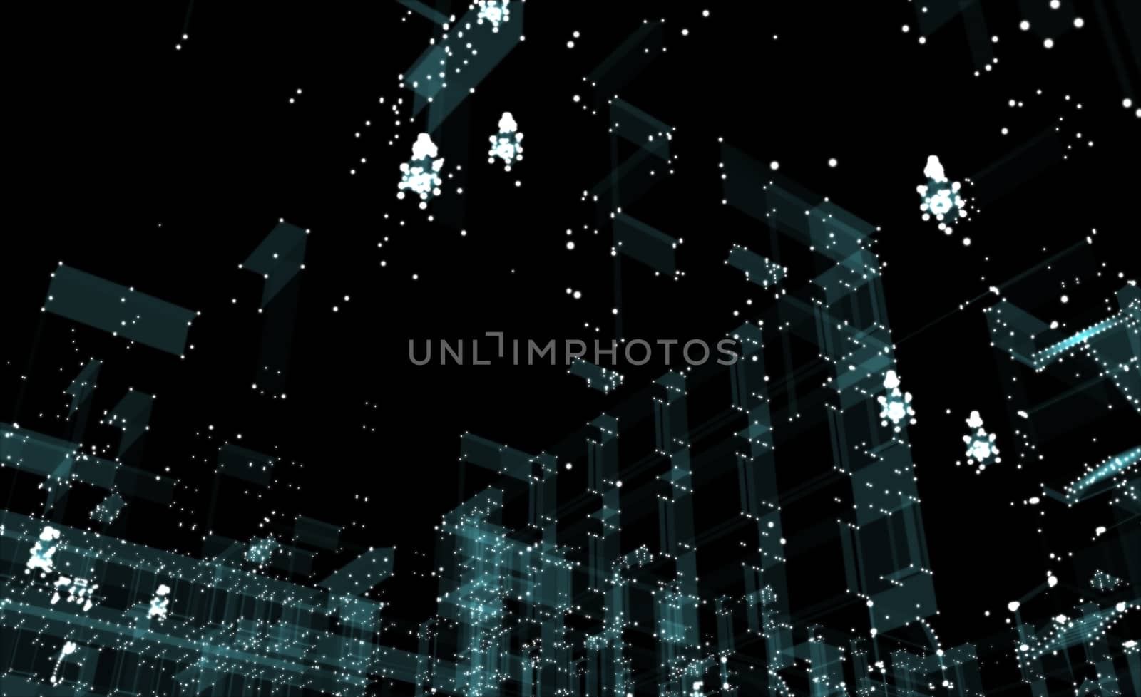 Abstract 3D rendered city of lines and dots by cherezoff