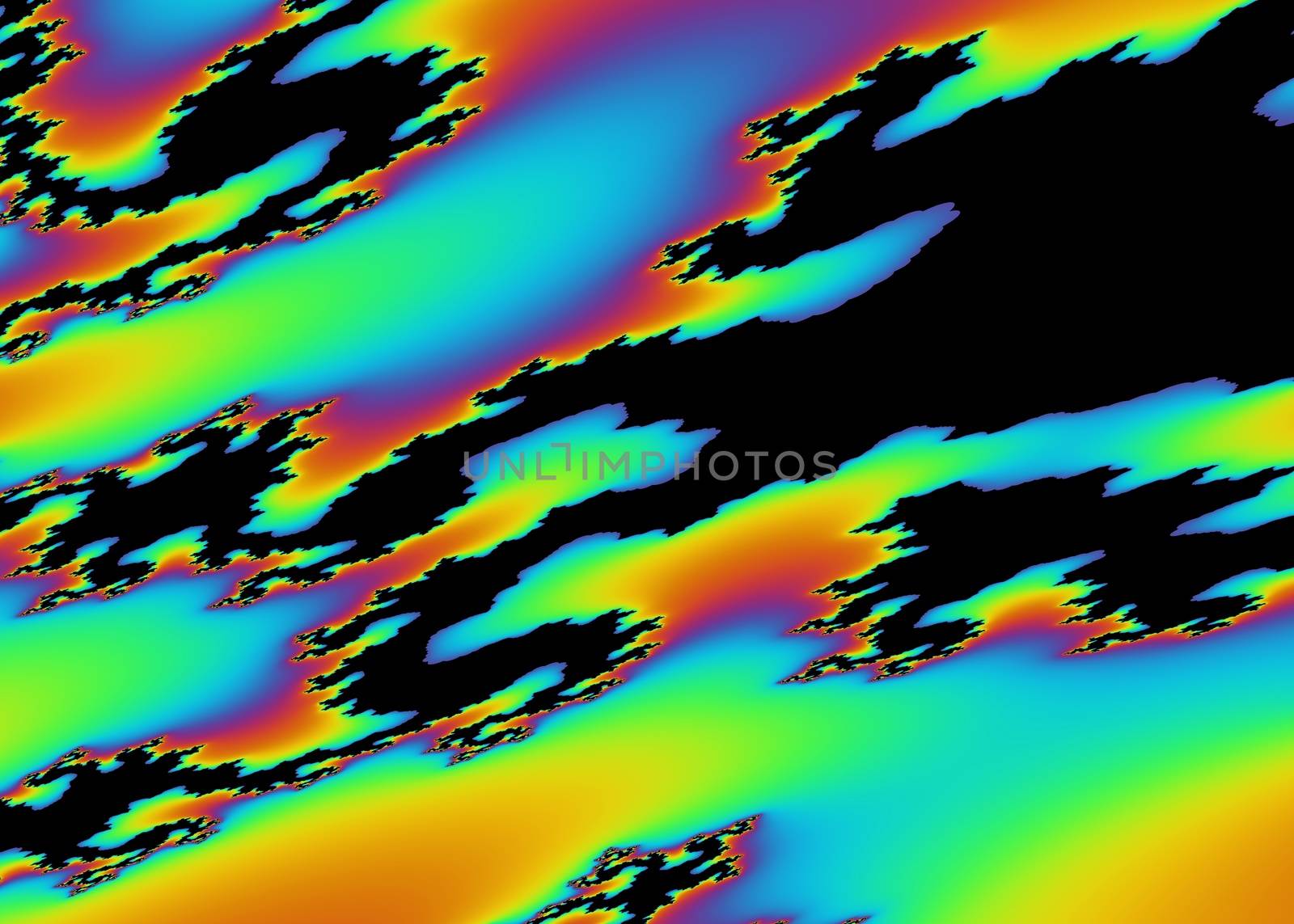 Rainbow Abstract Fractal Background - Colorful Illustration in Diagonal Direction on Black, Image