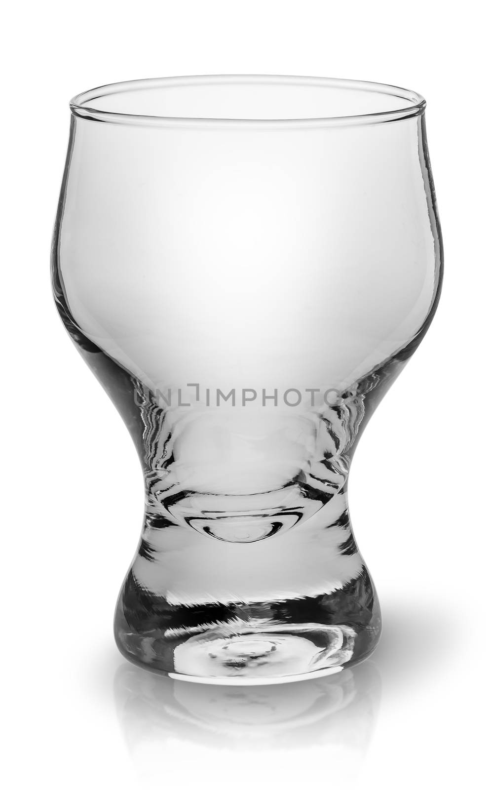 Empty glass on thick stalk isolated on white background