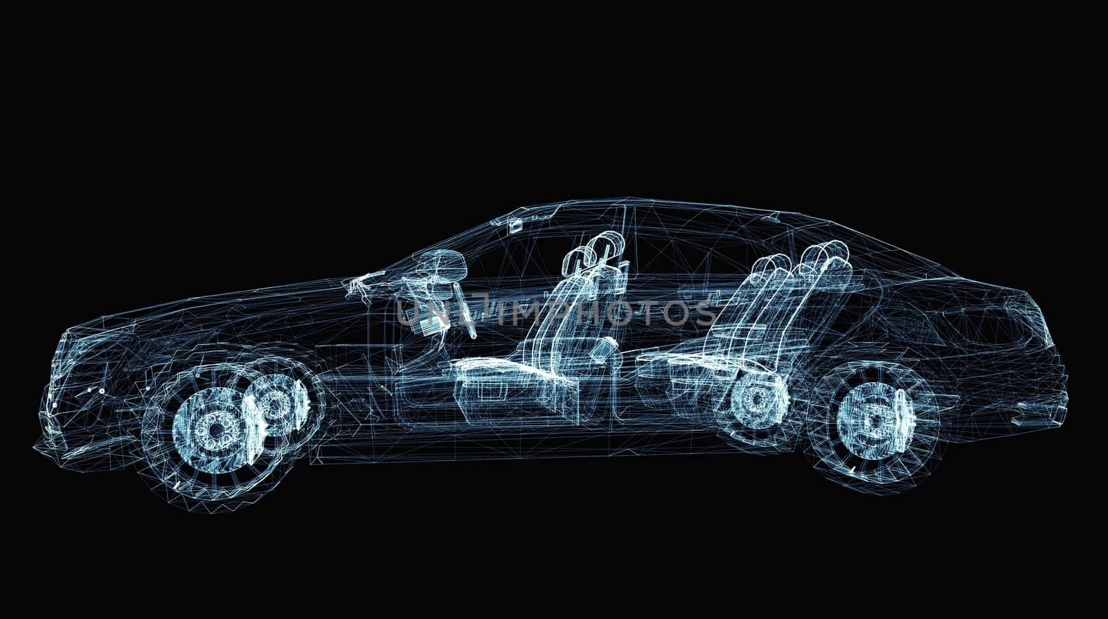 Abstract car consisting of luminous lines and dots by cherezoff
