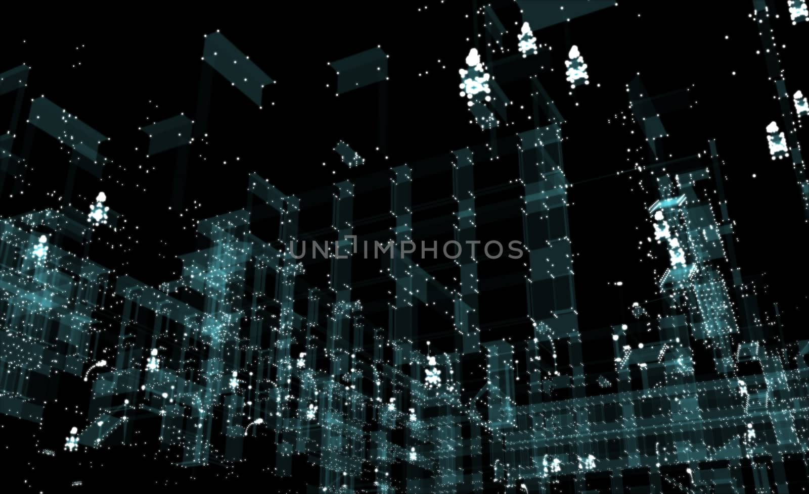 Abstract 3D rendered city of lines and dots by cherezoff