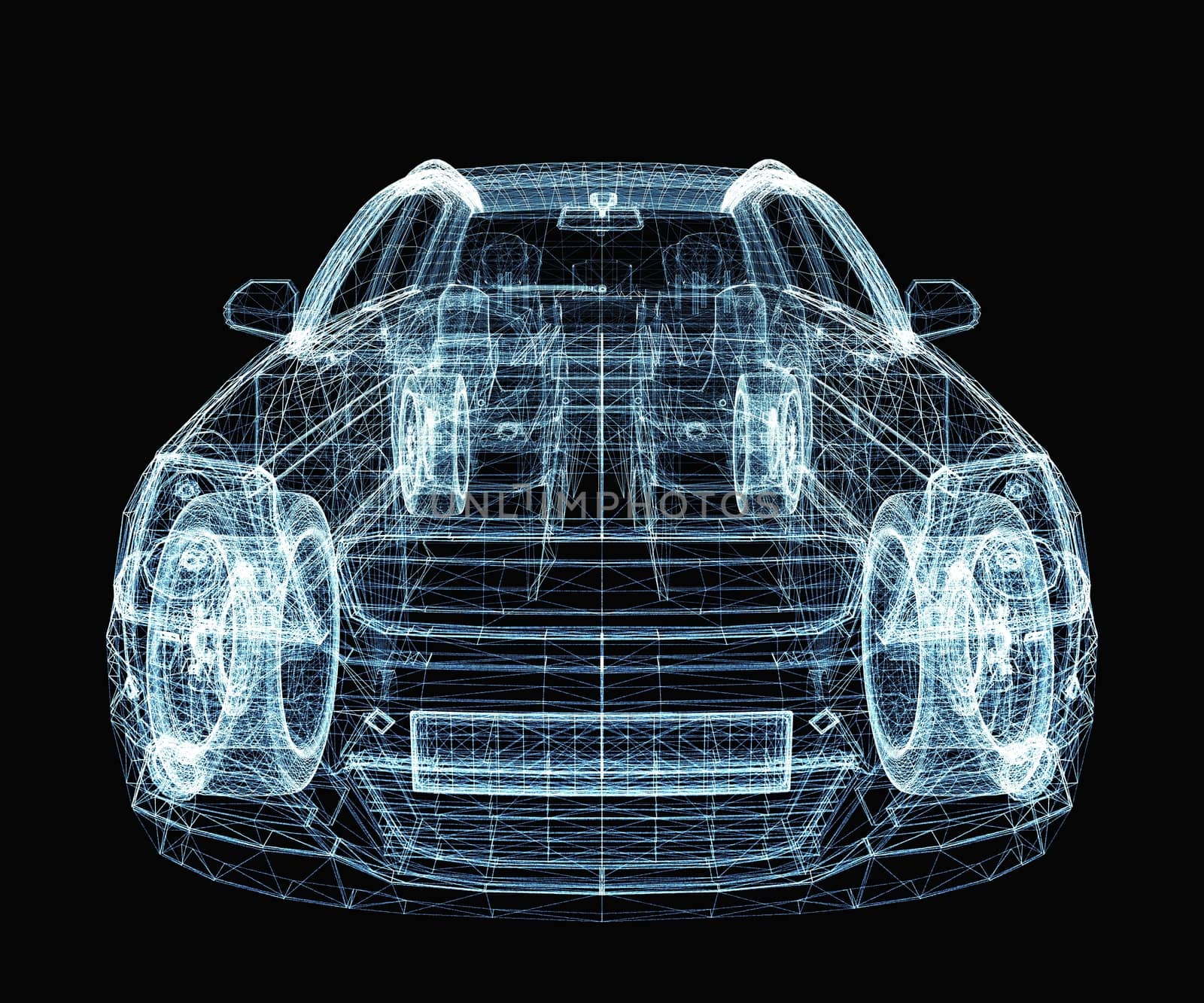 Abstract car consisting of luminous lines and dots by cherezoff