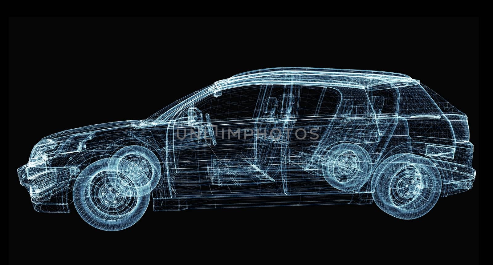 Abstract car consisting of luminous lines and dots by cherezoff