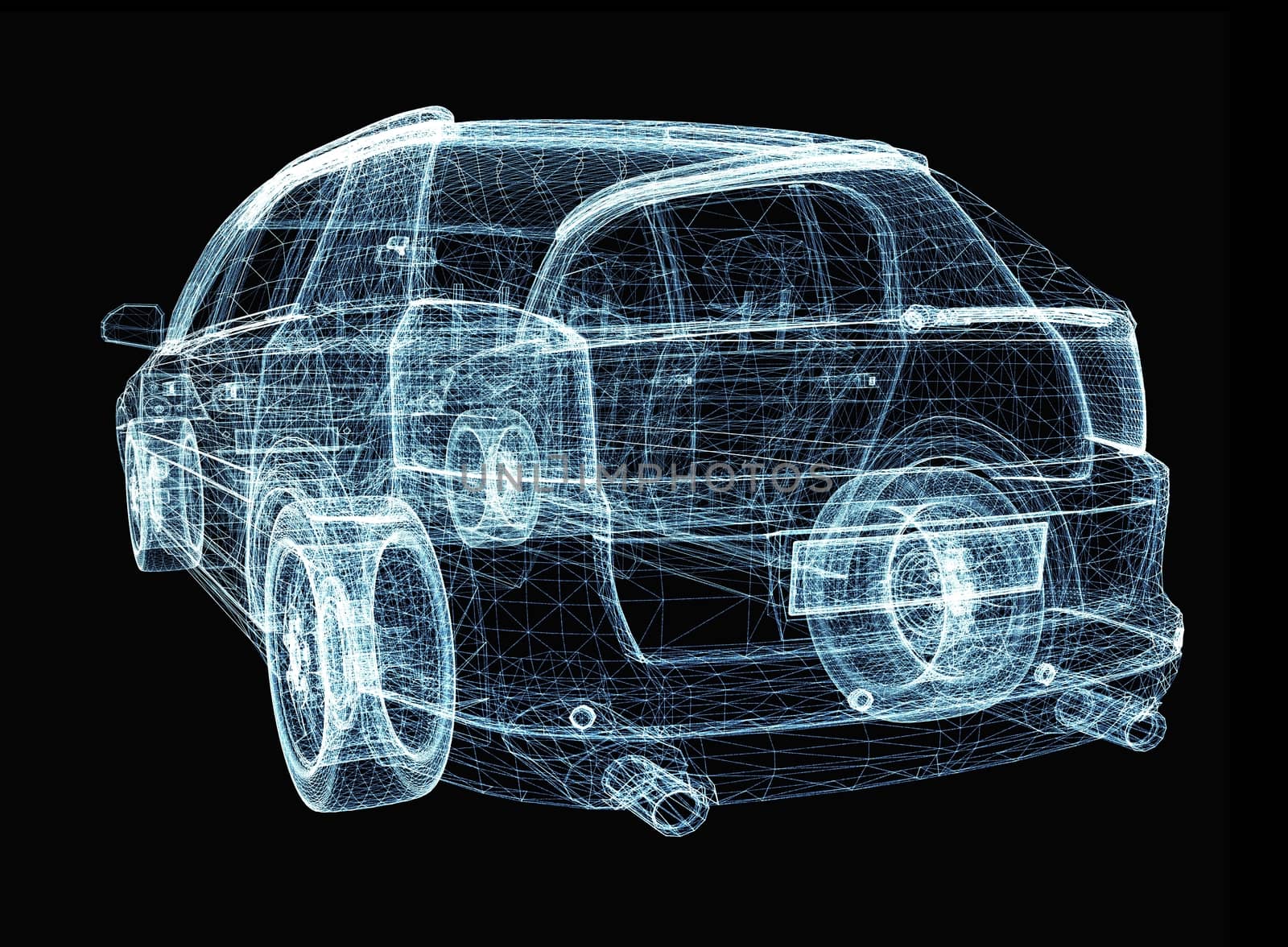 Abstract car consisting of luminous lines and dots by cherezoff