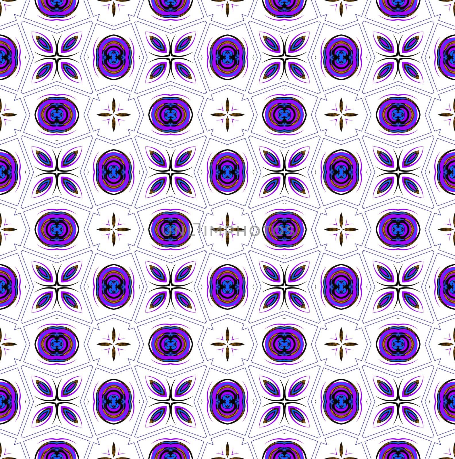 Digital computer graphic - seamless decorative pattern in a blue colors spirals for design.
