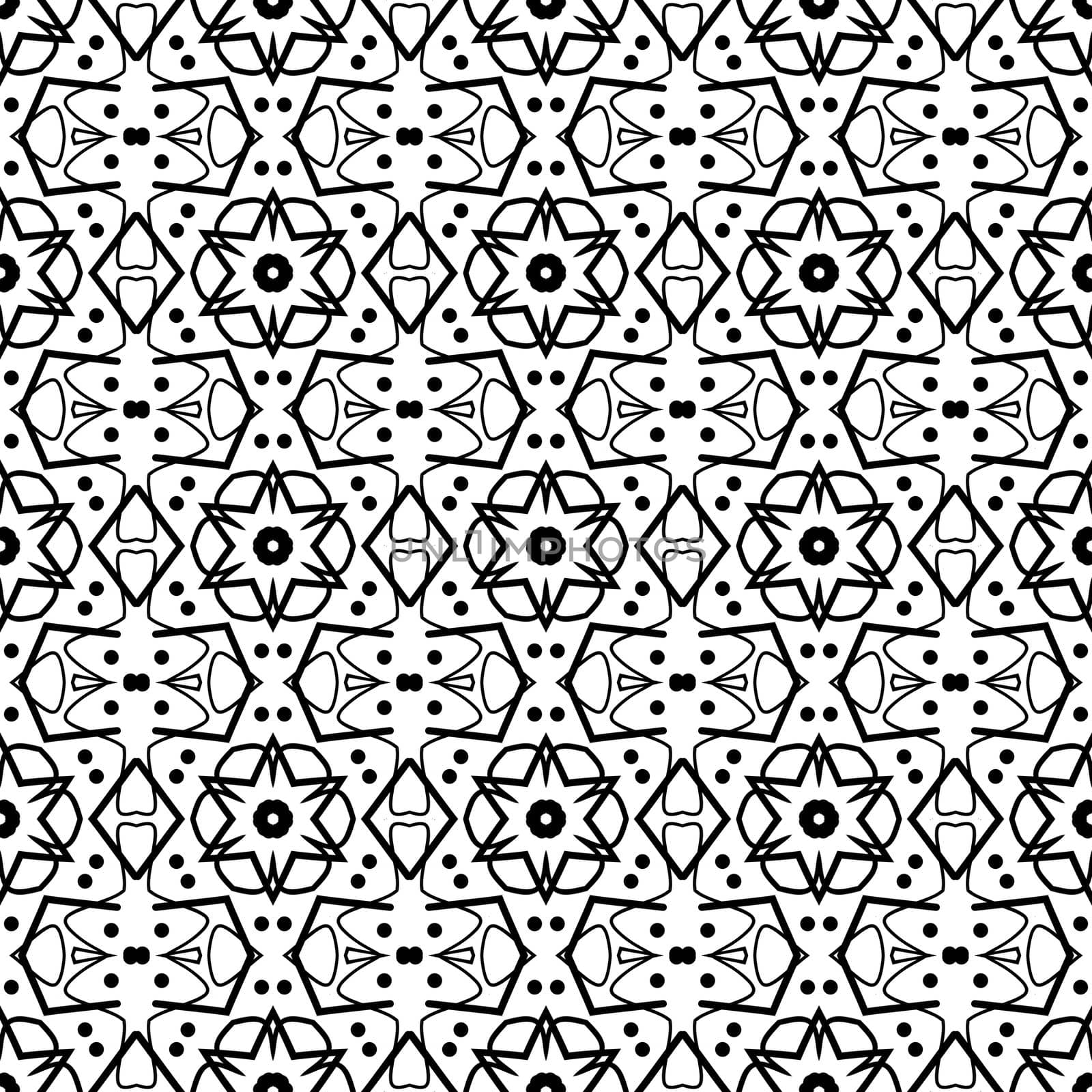 Digital computer graphic - seamless decorative pattern in a black - white colors for design.