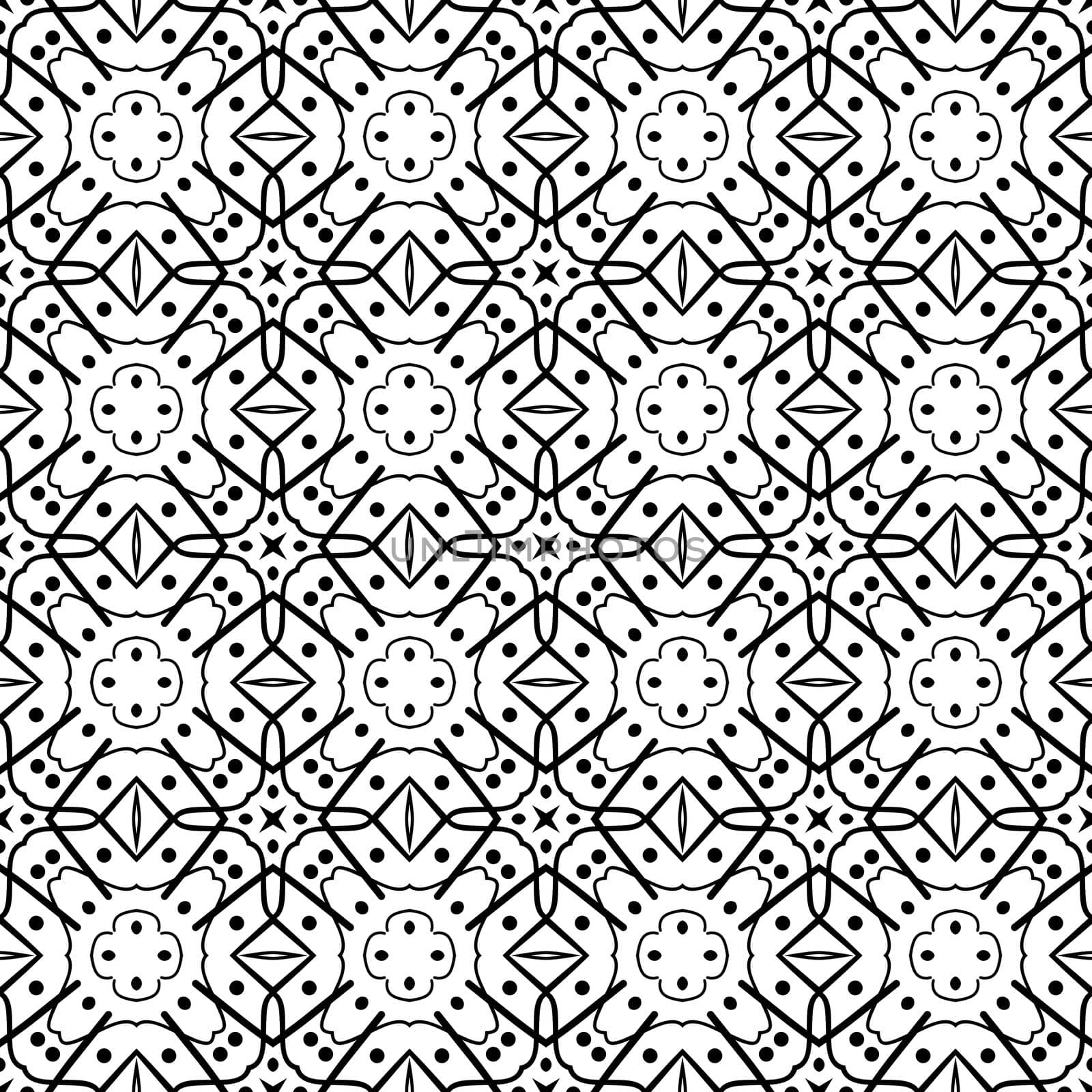Digital computer graphic - seamless decorative pattern in a black - white colors for design.
