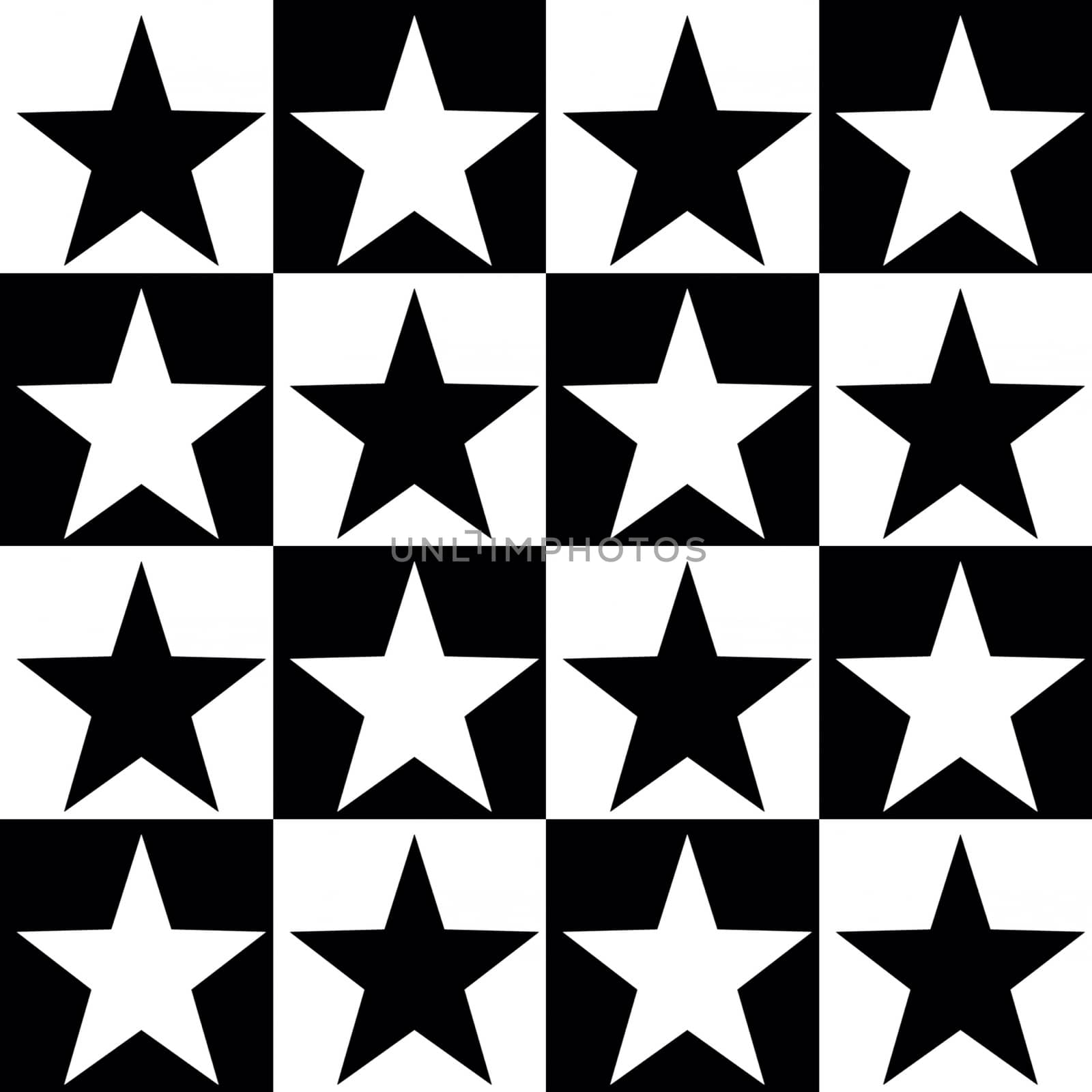 Digital computer graphic - seamless geometric pattern with a stars in a black - white color for design.