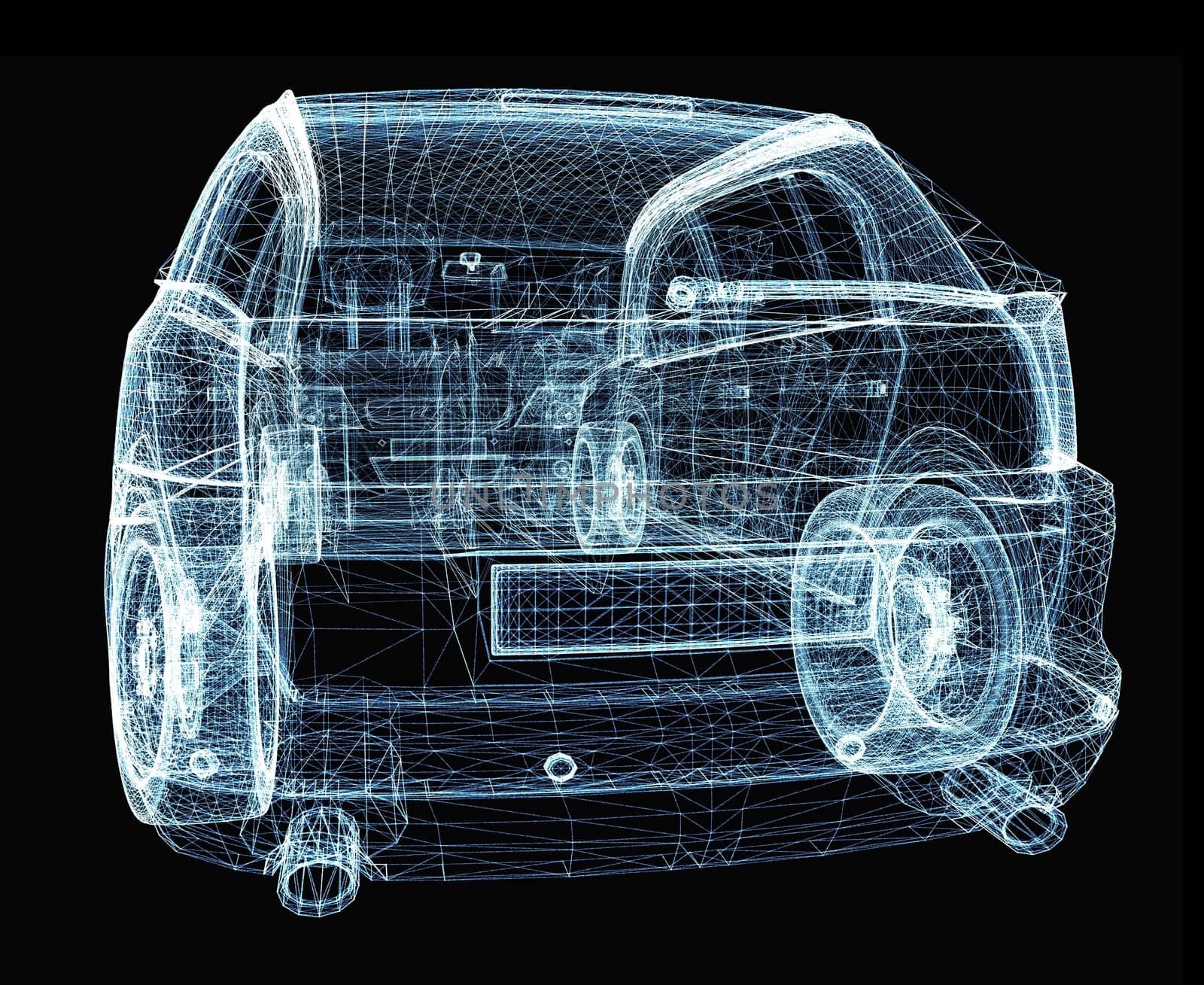 Abstract car consisting of luminous lines and dots by cherezoff