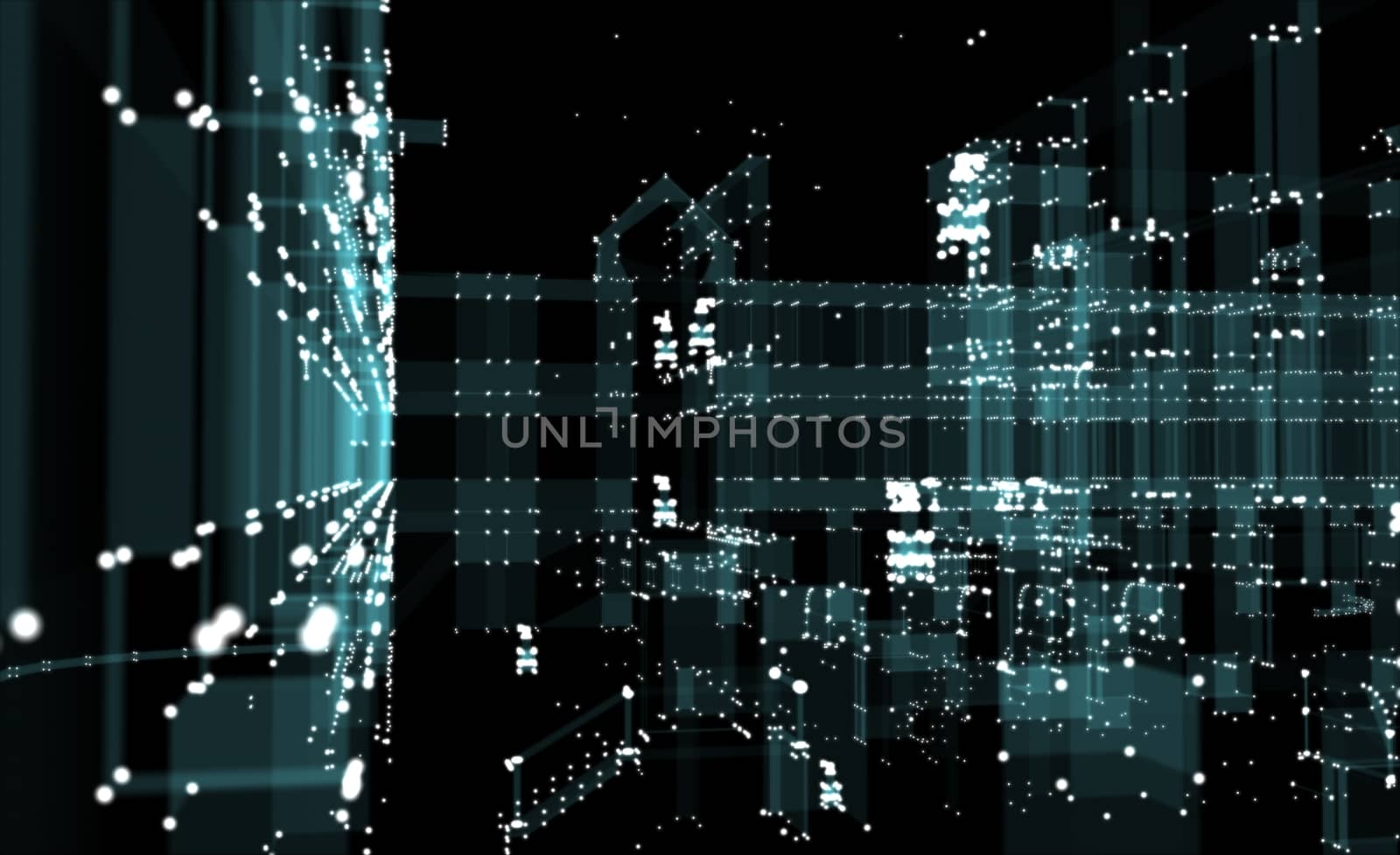 Abstract 3D rendered city of lines and dots by cherezoff