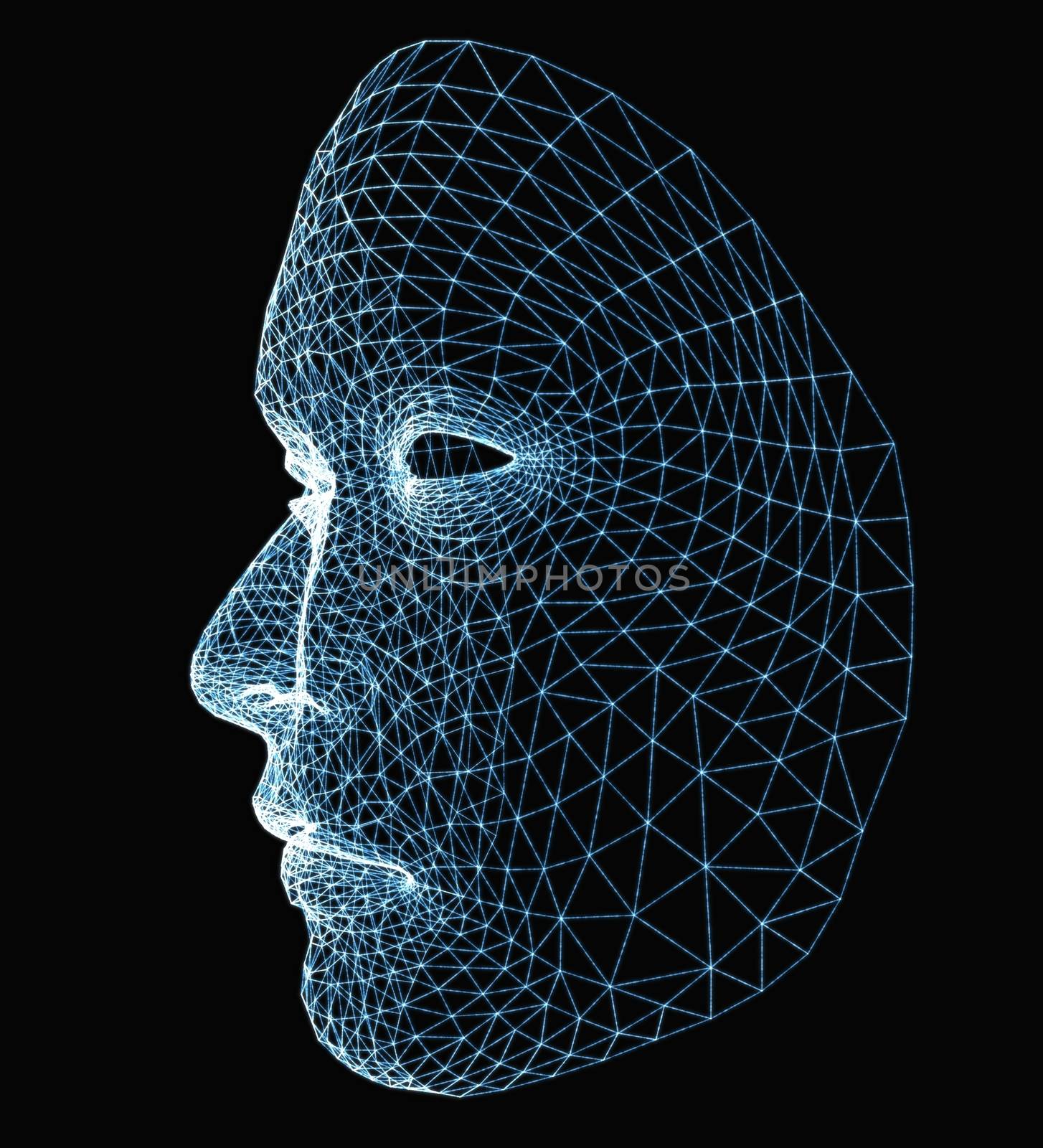 Human face consisting of luminous lines by cherezoff