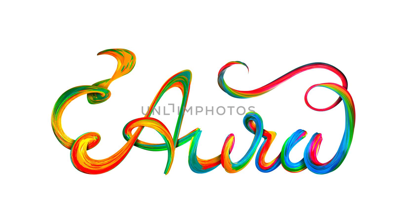 Aura colorful text, lettering design on white by sermax55