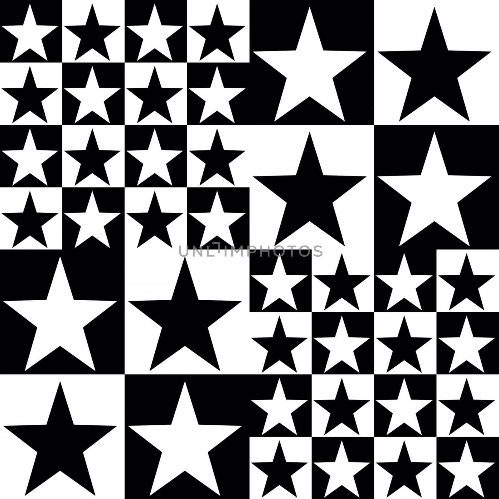 Digital computer graphic - seamless geometric pattern with a stars in a black - white color for design.