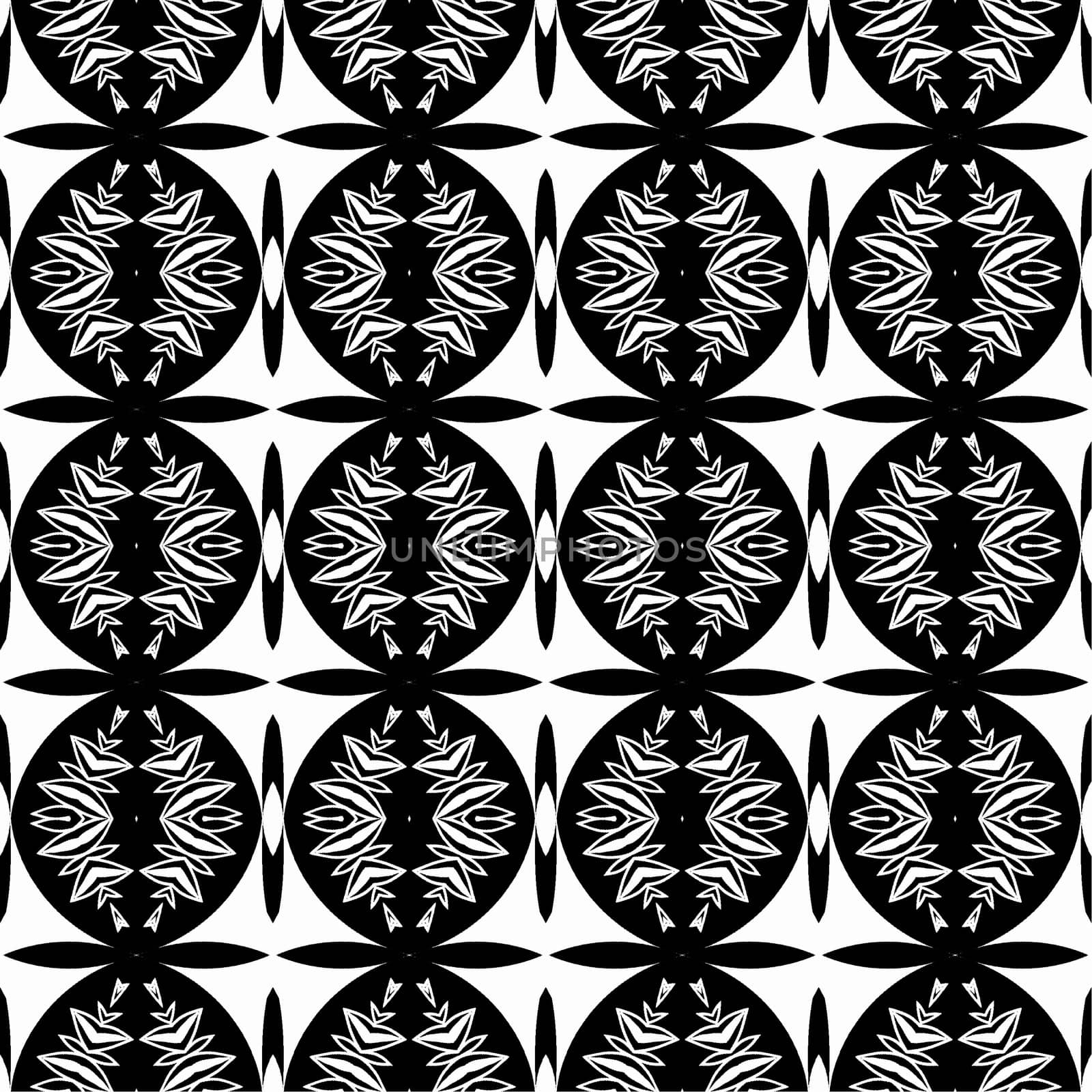 Digital computer graphic - seamless decorative pattern in a black - white colors for design