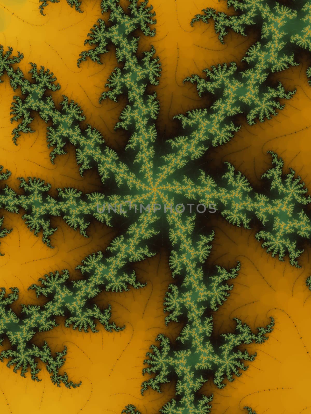 Digital computer graphic - abstract fractal pattern in a green - yellow colors.