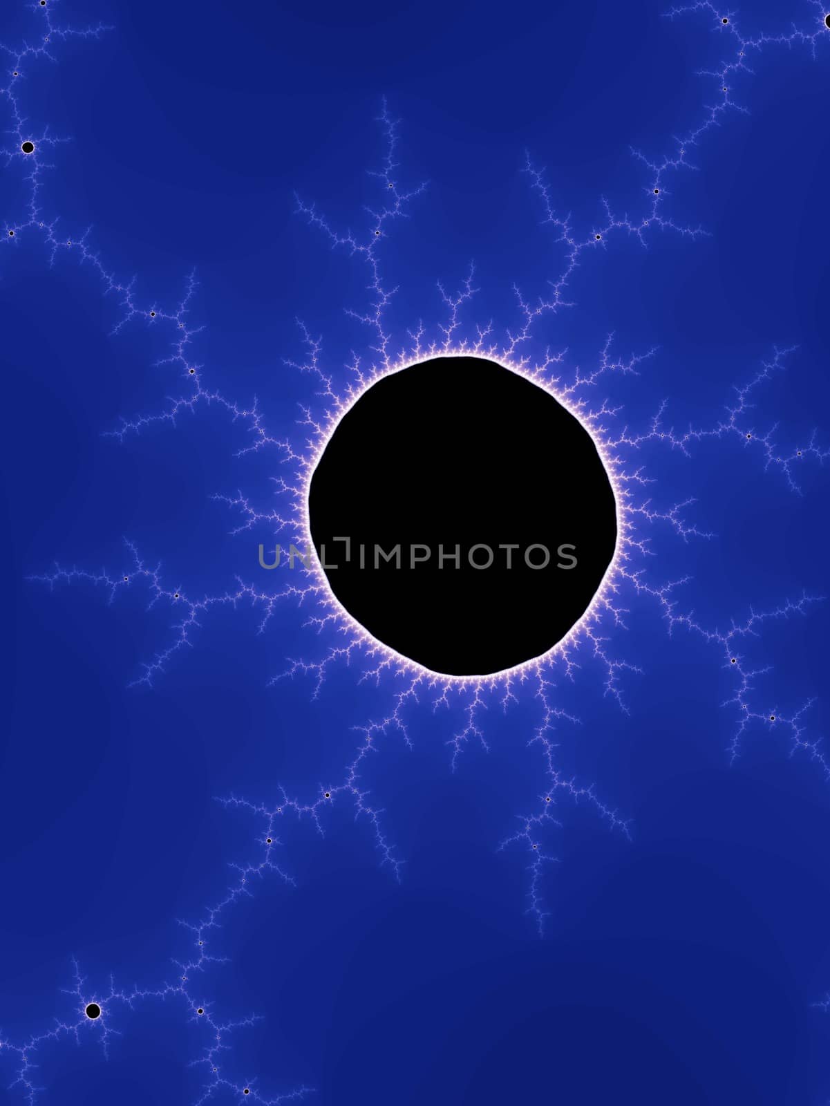 Digital computer graphic - abstract fractal pattern with a balck hole for design.