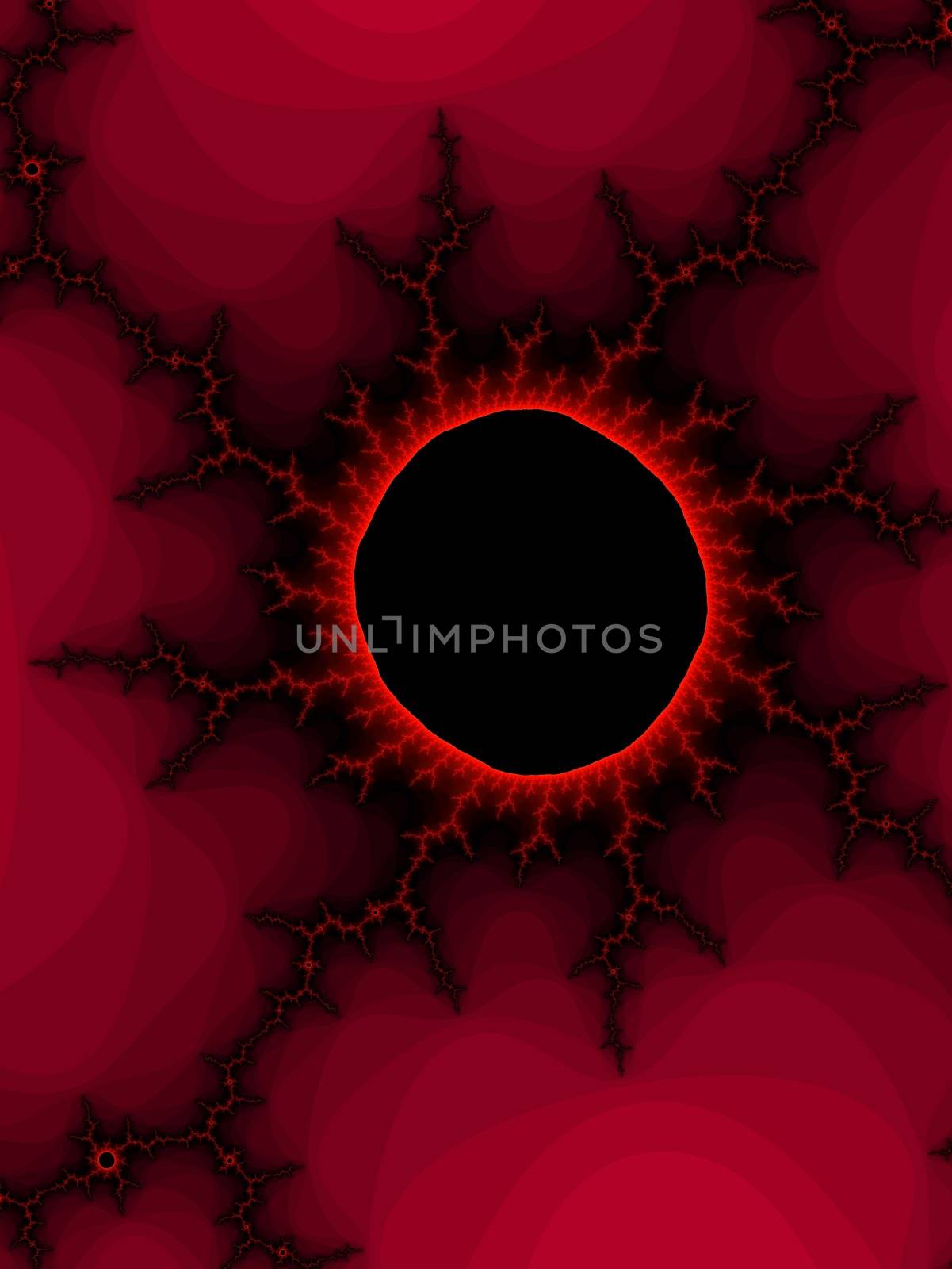 Digital computer graphic - abstract fractal pattern with a balck hole for design.