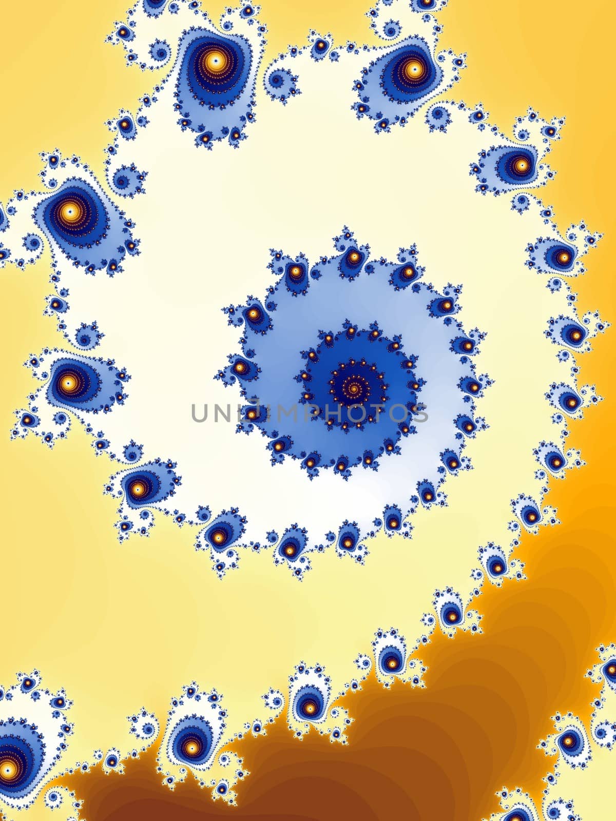 Digital computer graphic - abstract decorative fractal wwith spirals in a bright colors for design.