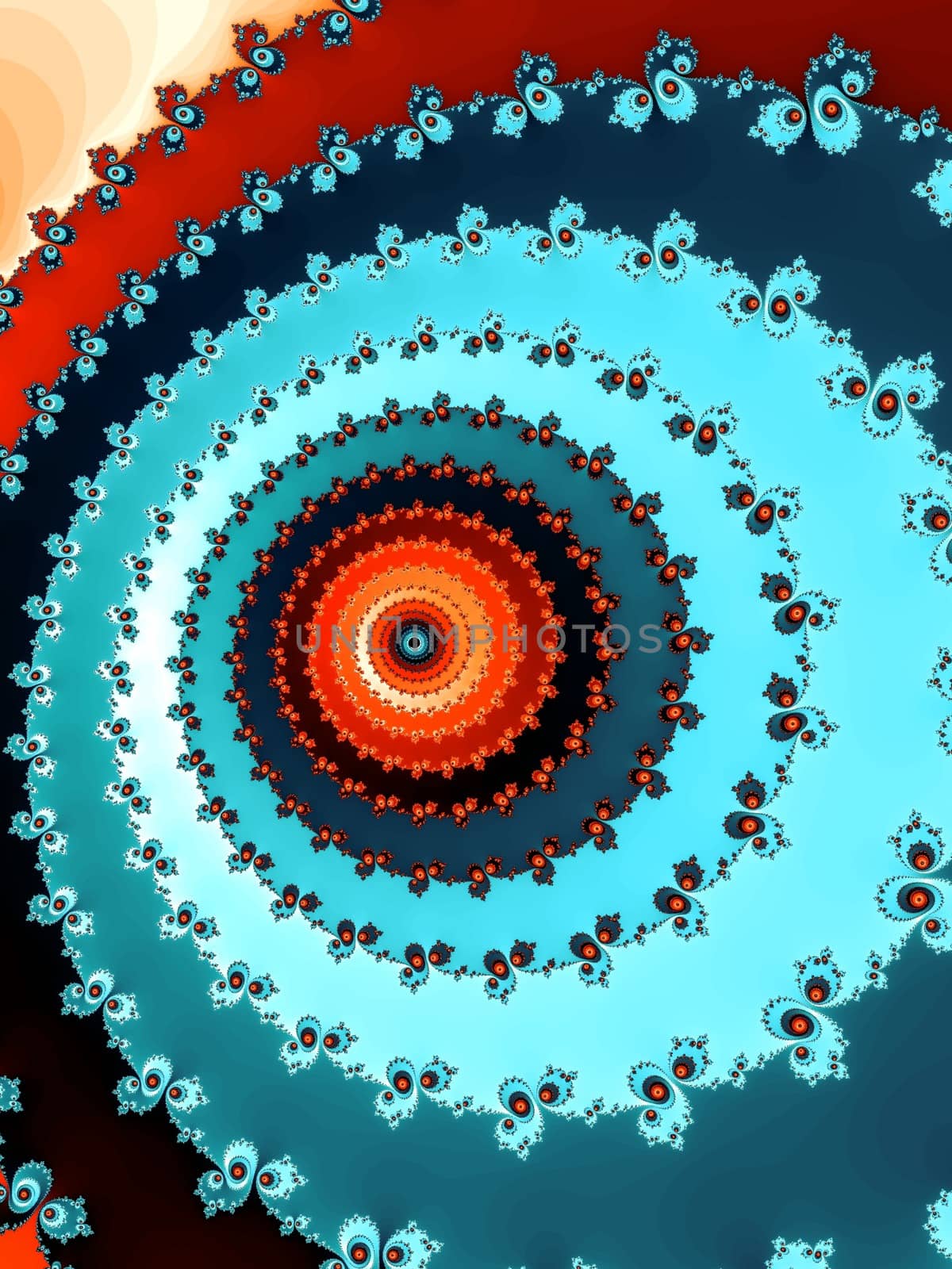 Digital computer graphic - abstract decorative fractal wwith spirals in a bright colors for design.