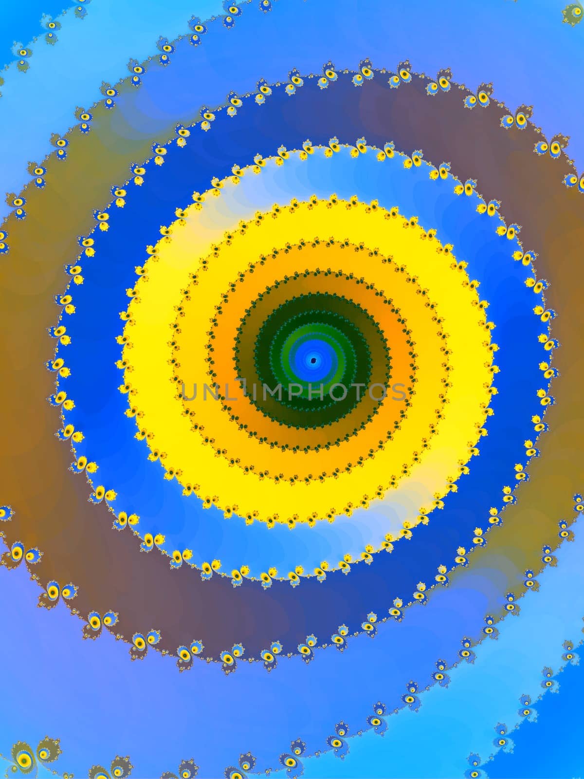 Digital computer graphic - abstract decorative fractal wwith spirals in a bright colors for design.