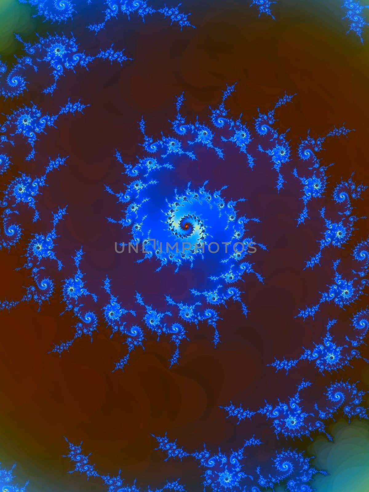 Digital computer graphic - abstract Astroniras decorative fractal with spirals in a bright colors for design.