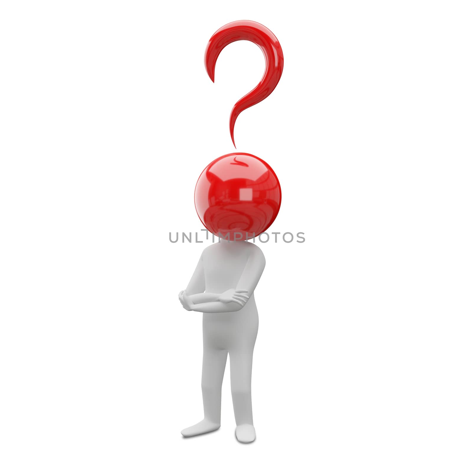 3D Illustration Abstract Man with a Question Mark Head by brux