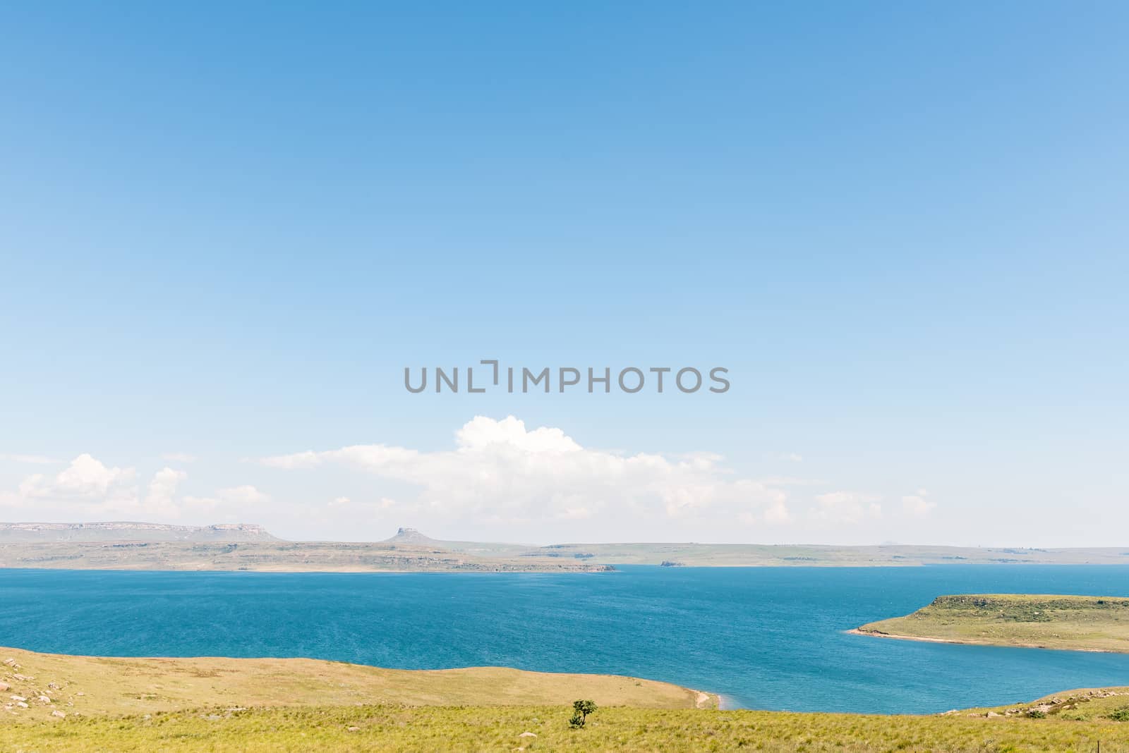 A view of the Sterkfontein Dam in the eastern part of the Free State Province of South Africa