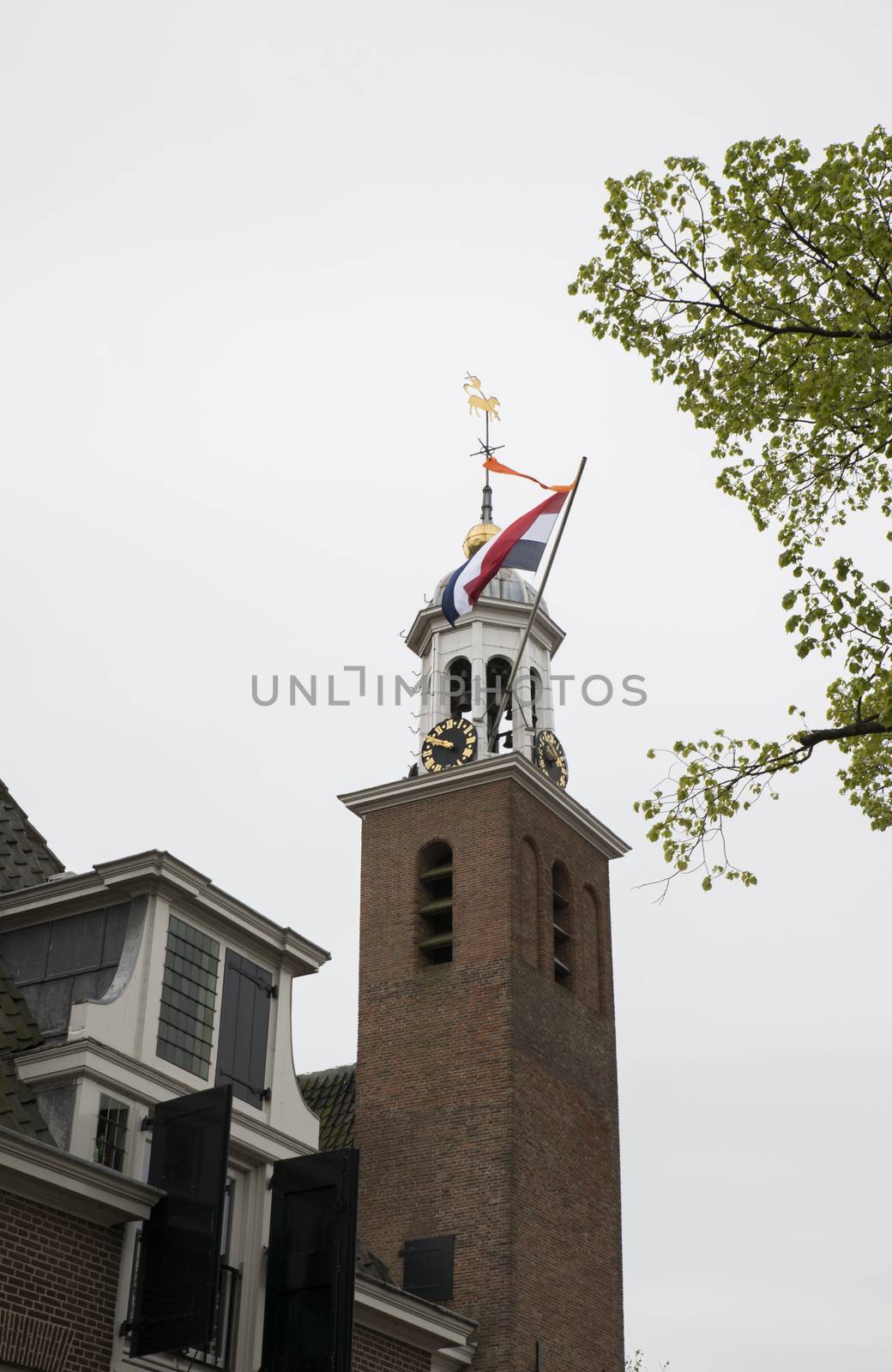 dutch flag with orange streamer by compuinfoto