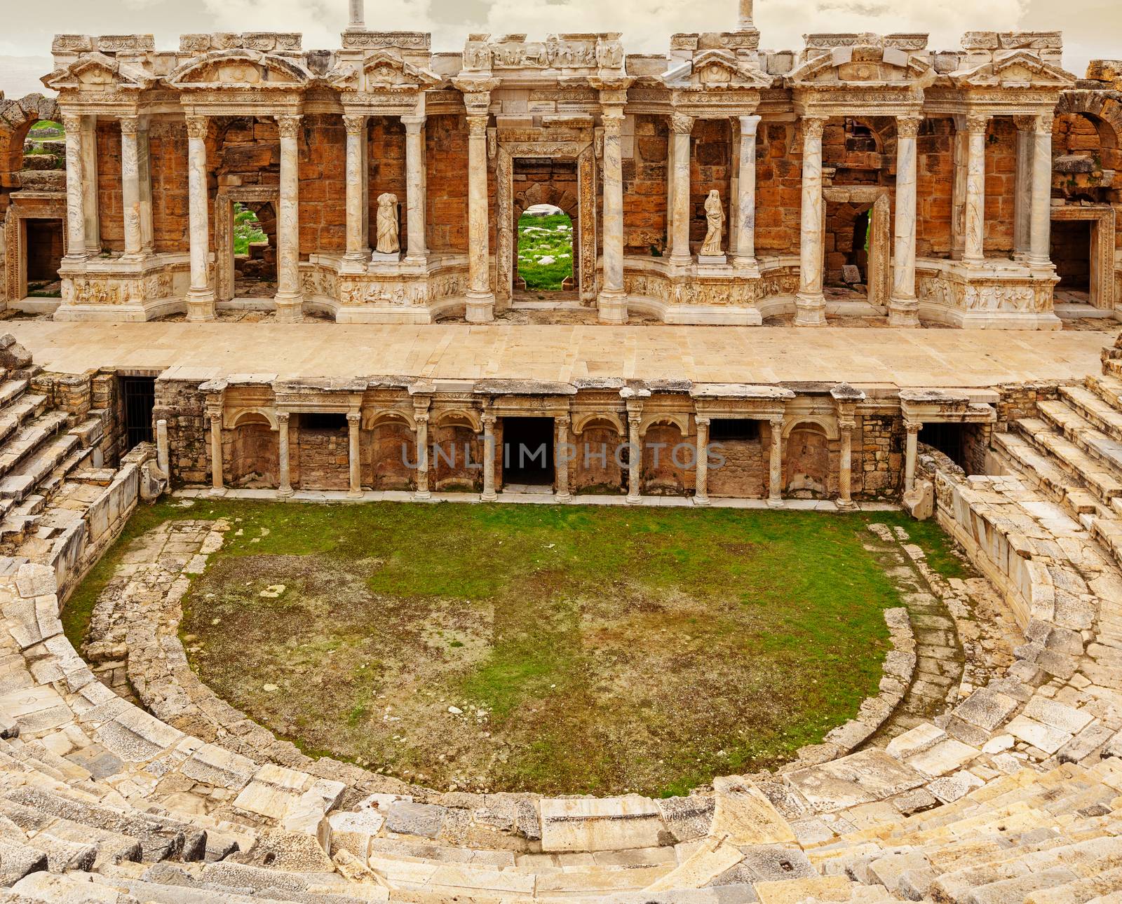 Ancient Greco-Roman Theater in ancient city Hierapolis near Pamukkale, Turkey by igor_stramyk