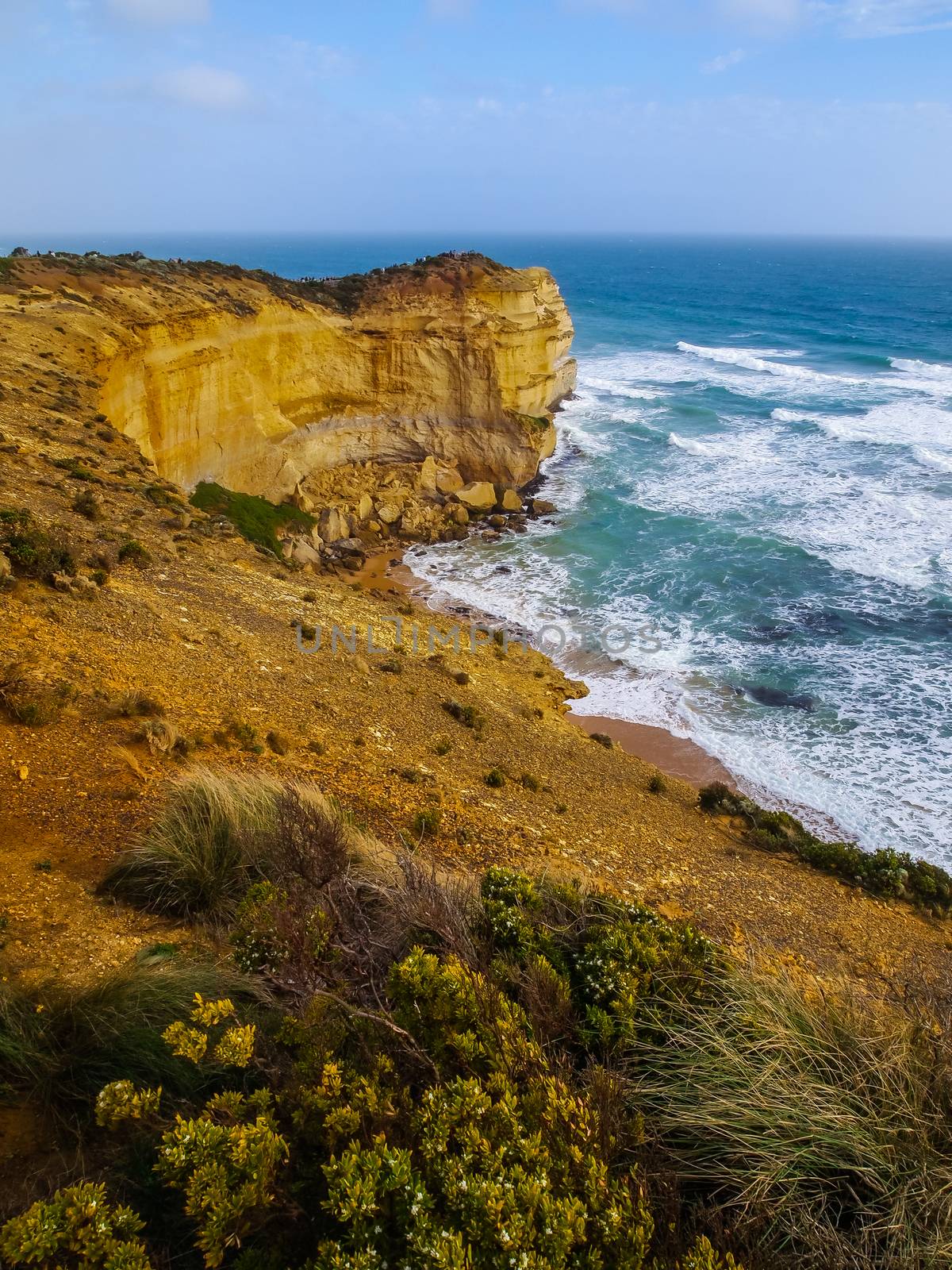 Beautiful view of cape, famous landmark along the Great Ocean Road, Australia