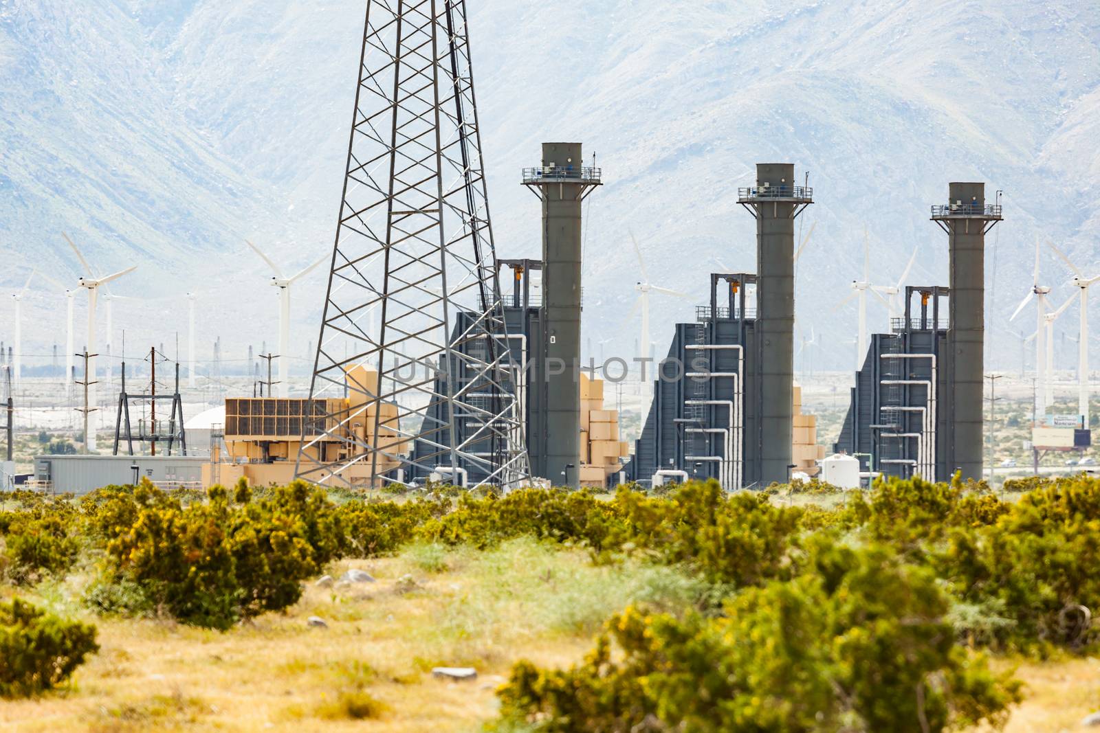 Wind Turbine Farm Industrial Site.