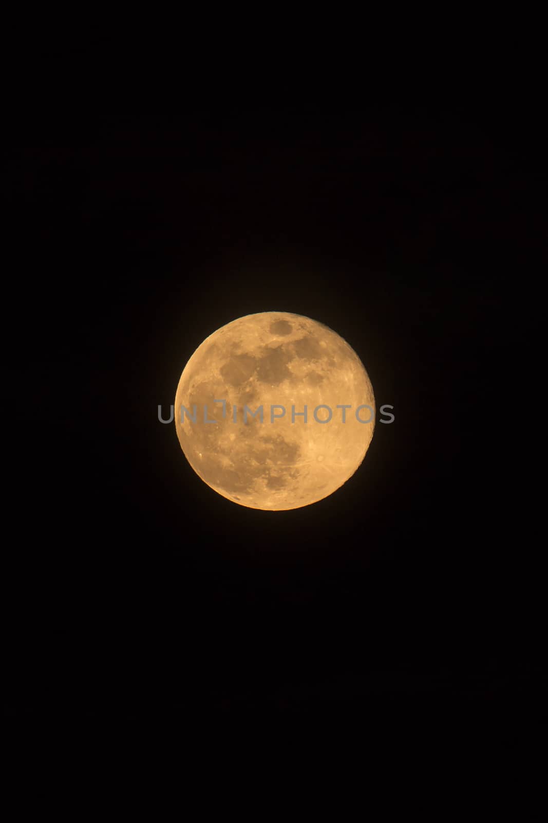 Blue Moon rising on 31 March 2018, photo dimensions, portrait orientated image with Moon isolated on black background with text or copy space.