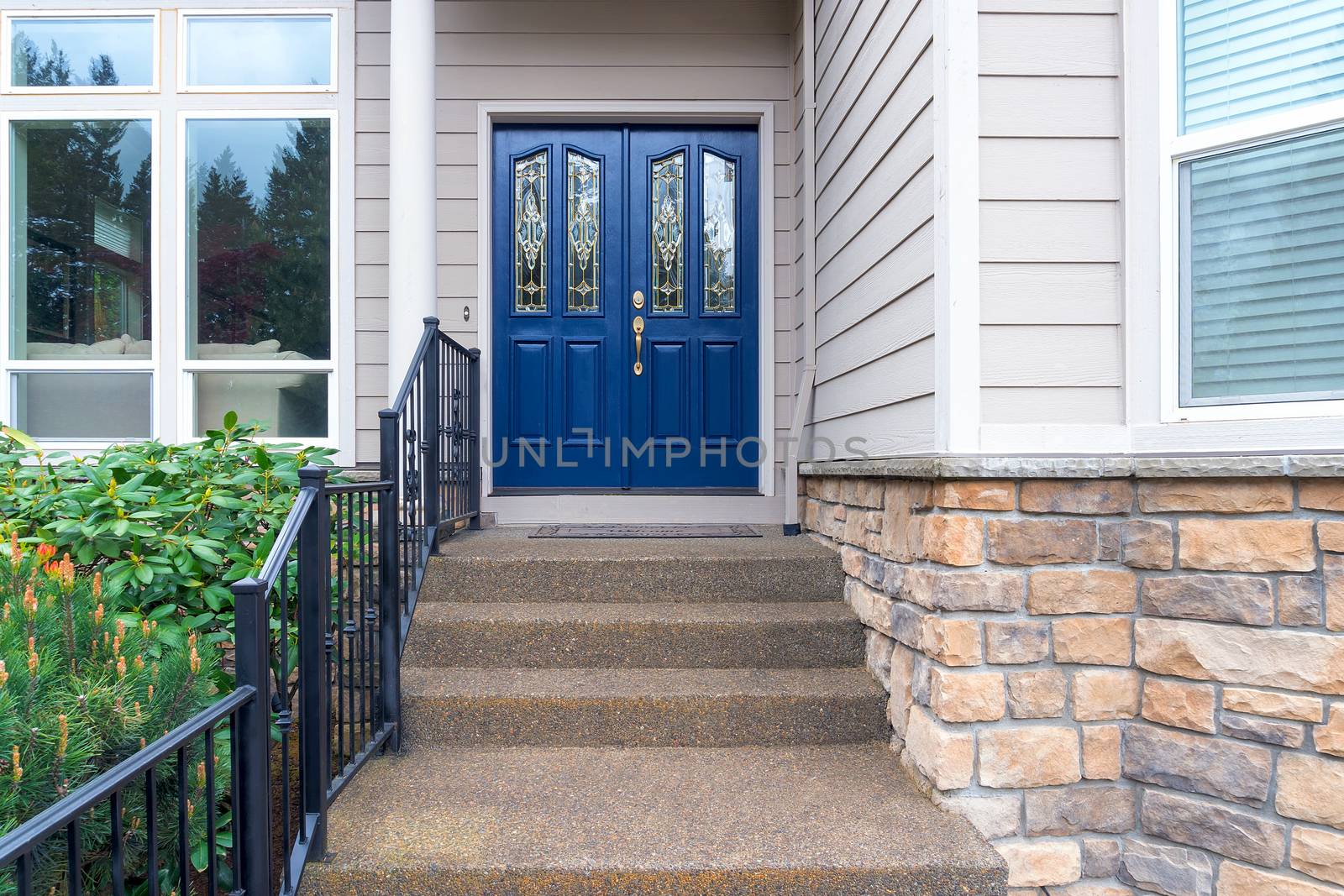 House Front Entrance Navy Blue Door by jpldesigns