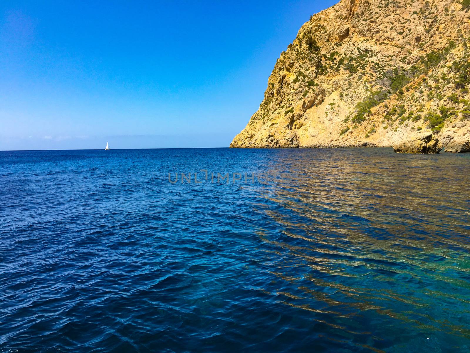 nice view from the boat to a cliff at a trip