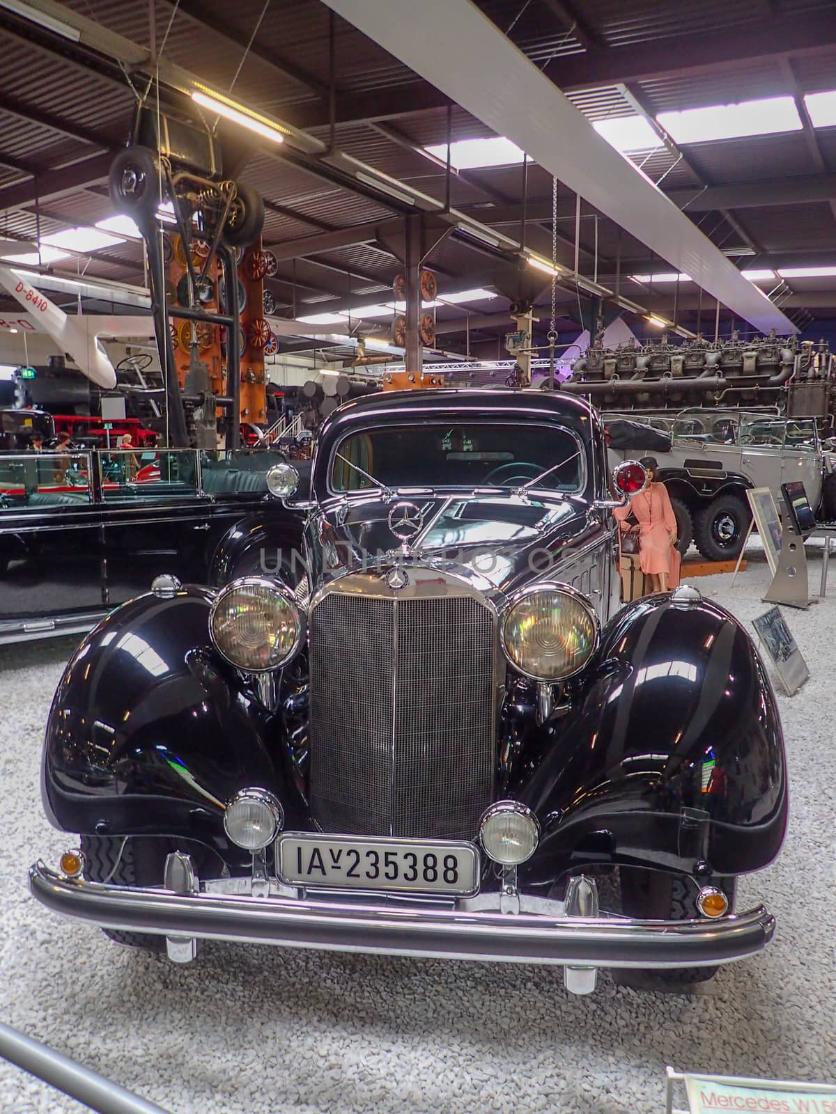 a mercedes from the twenties in a museum