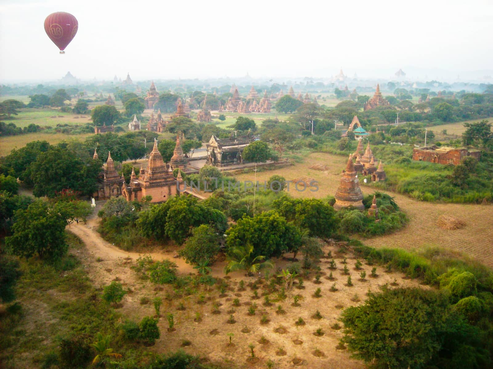 the temples of burma from the balloon