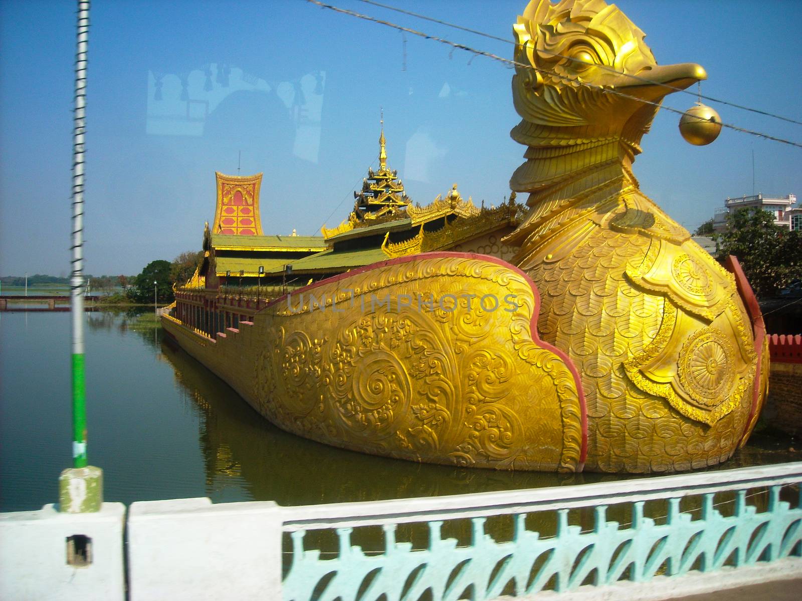 a golden boat in burma at sightseeing by Tevion25