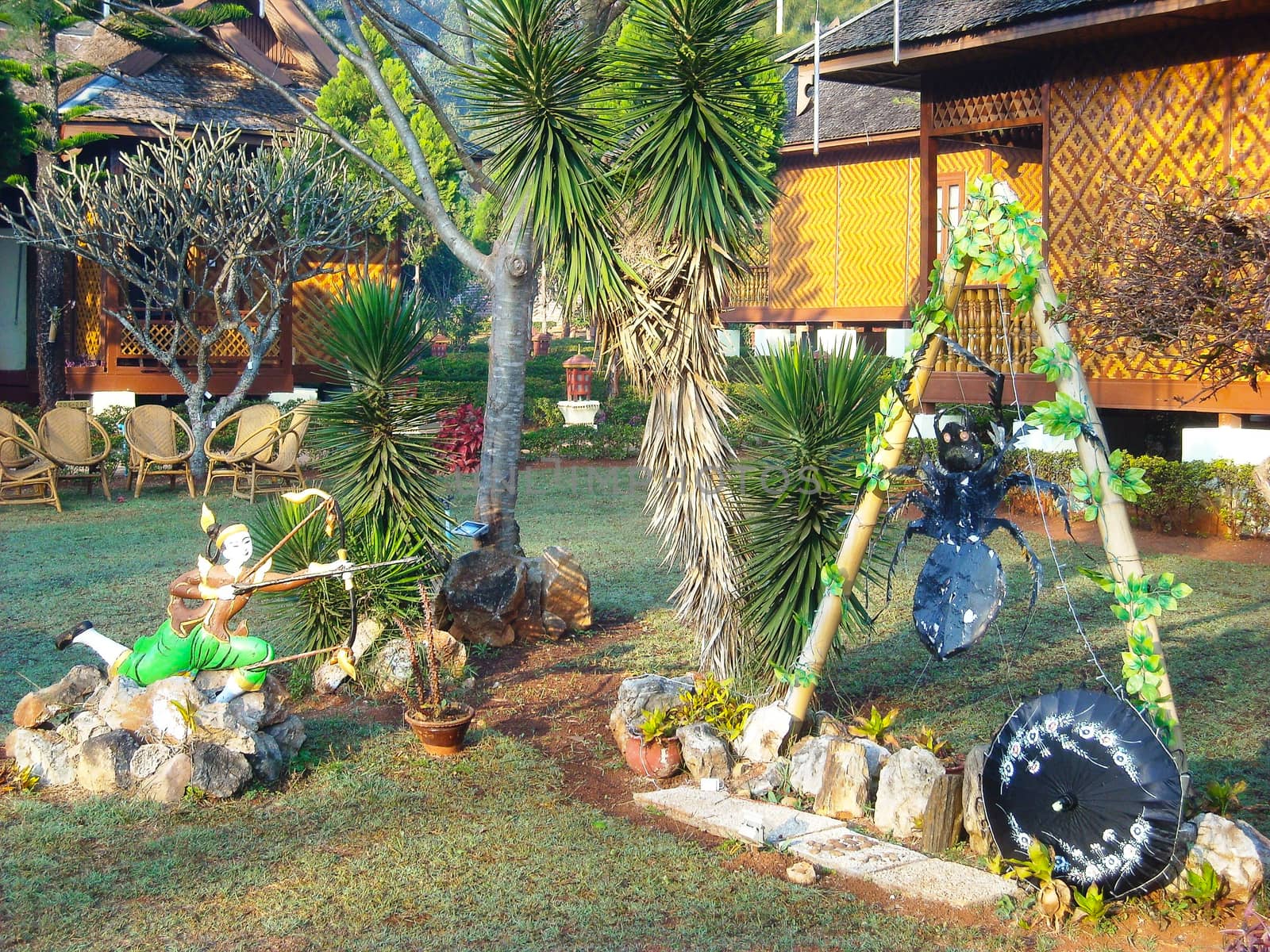 a nice garden with palms and flowers by Tevion25