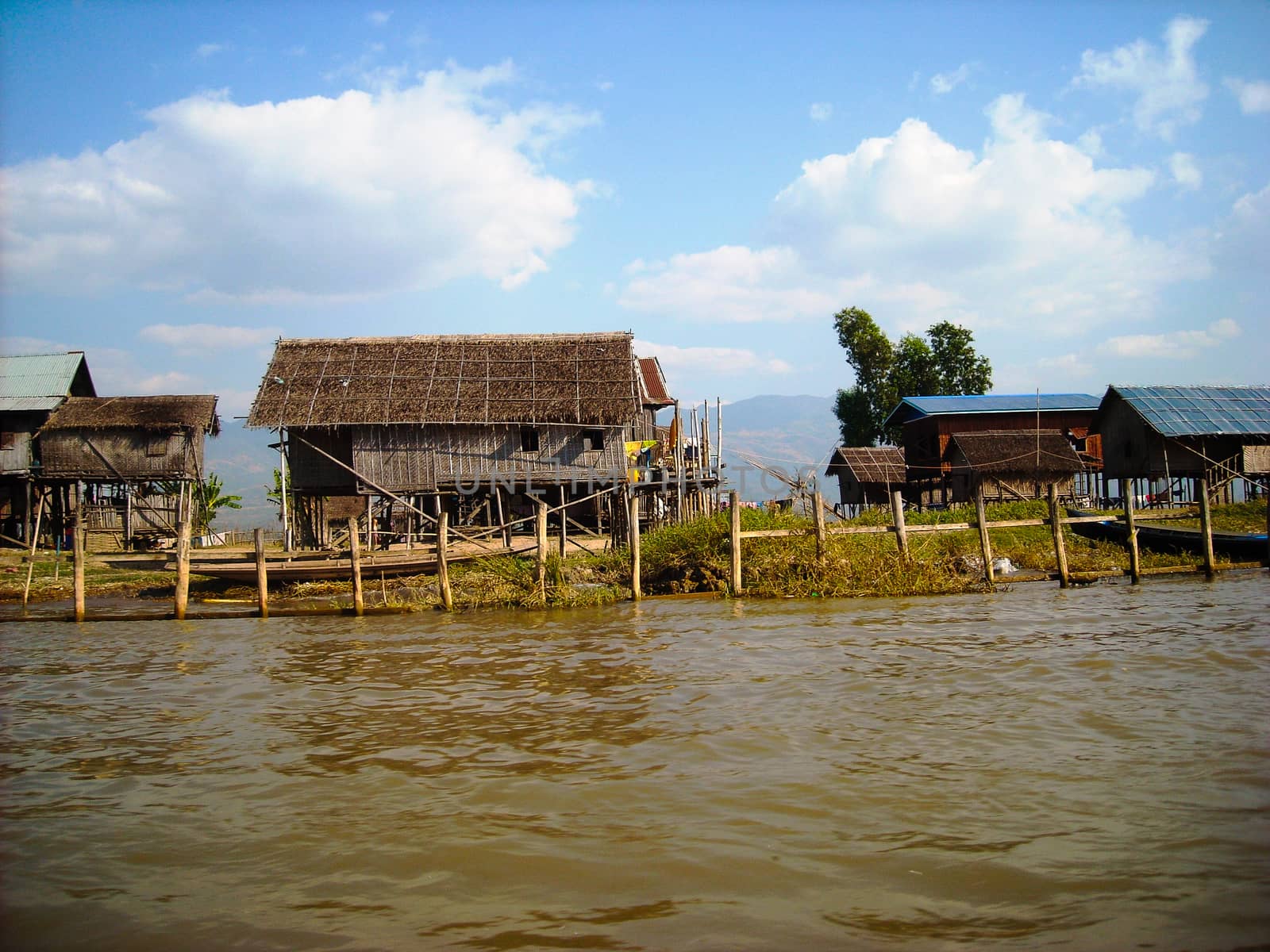 a small village at a river in burma