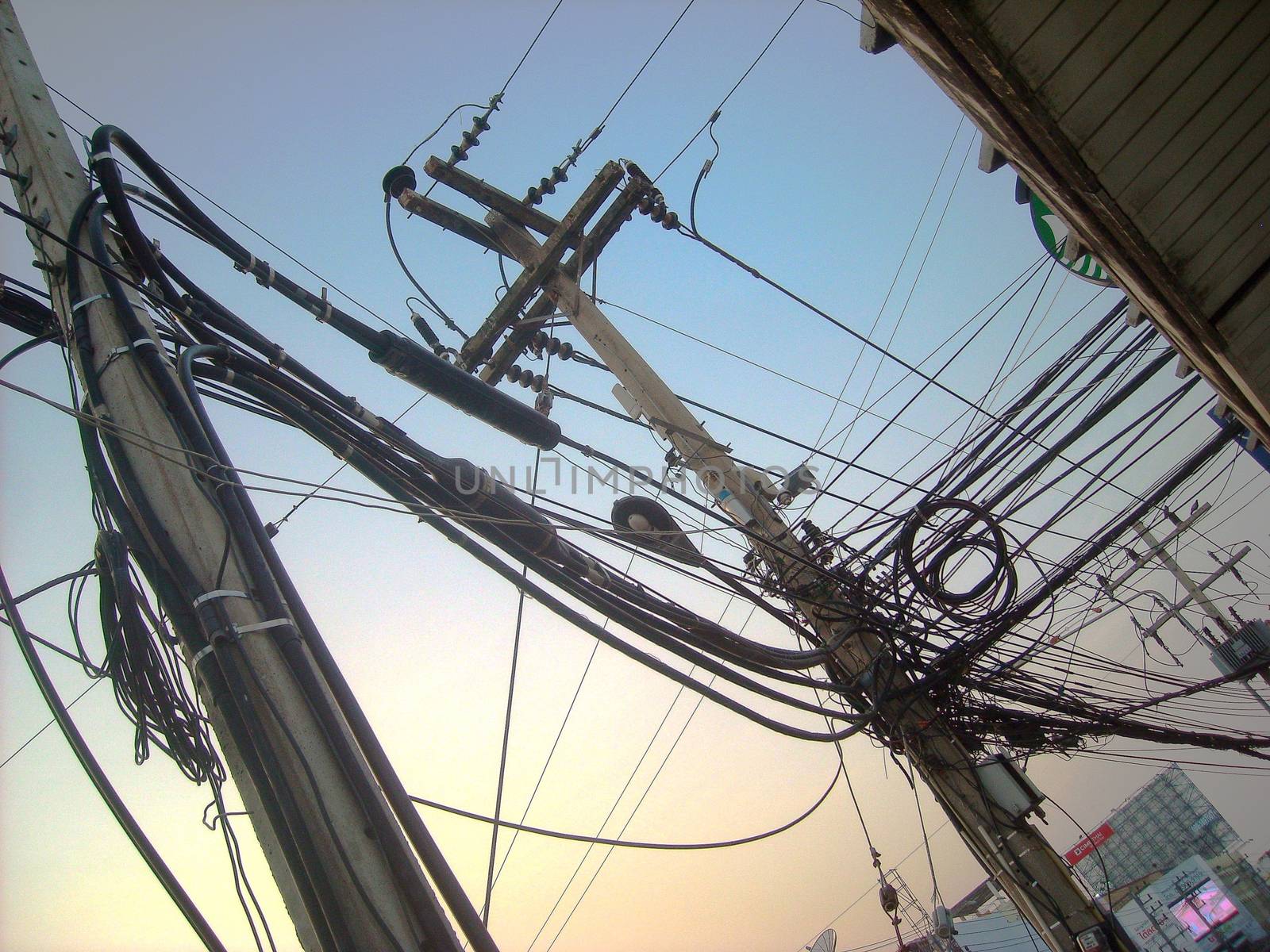 Dangerous Power Lines in burma at the city
