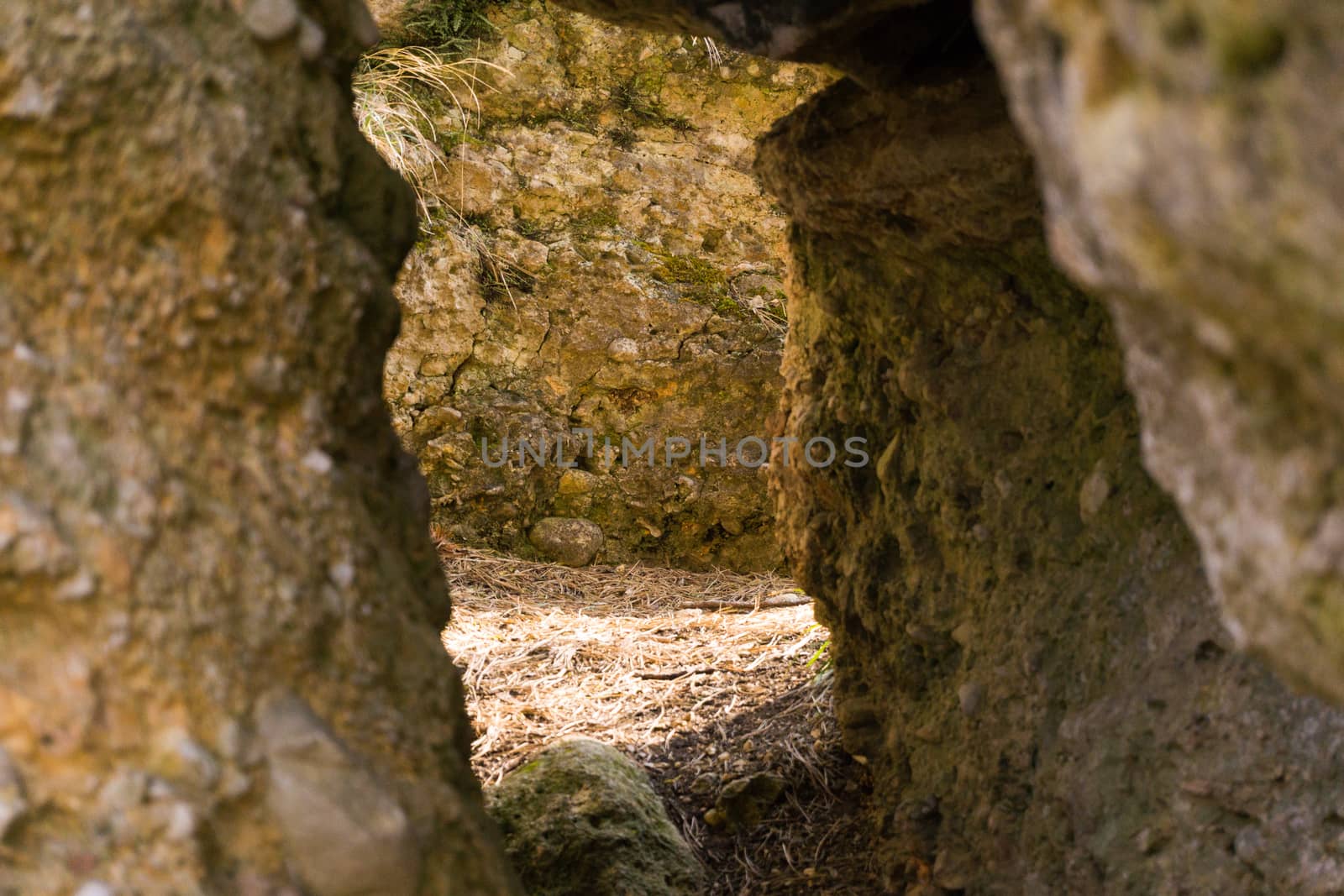 a little cave with heavy stones made by hand