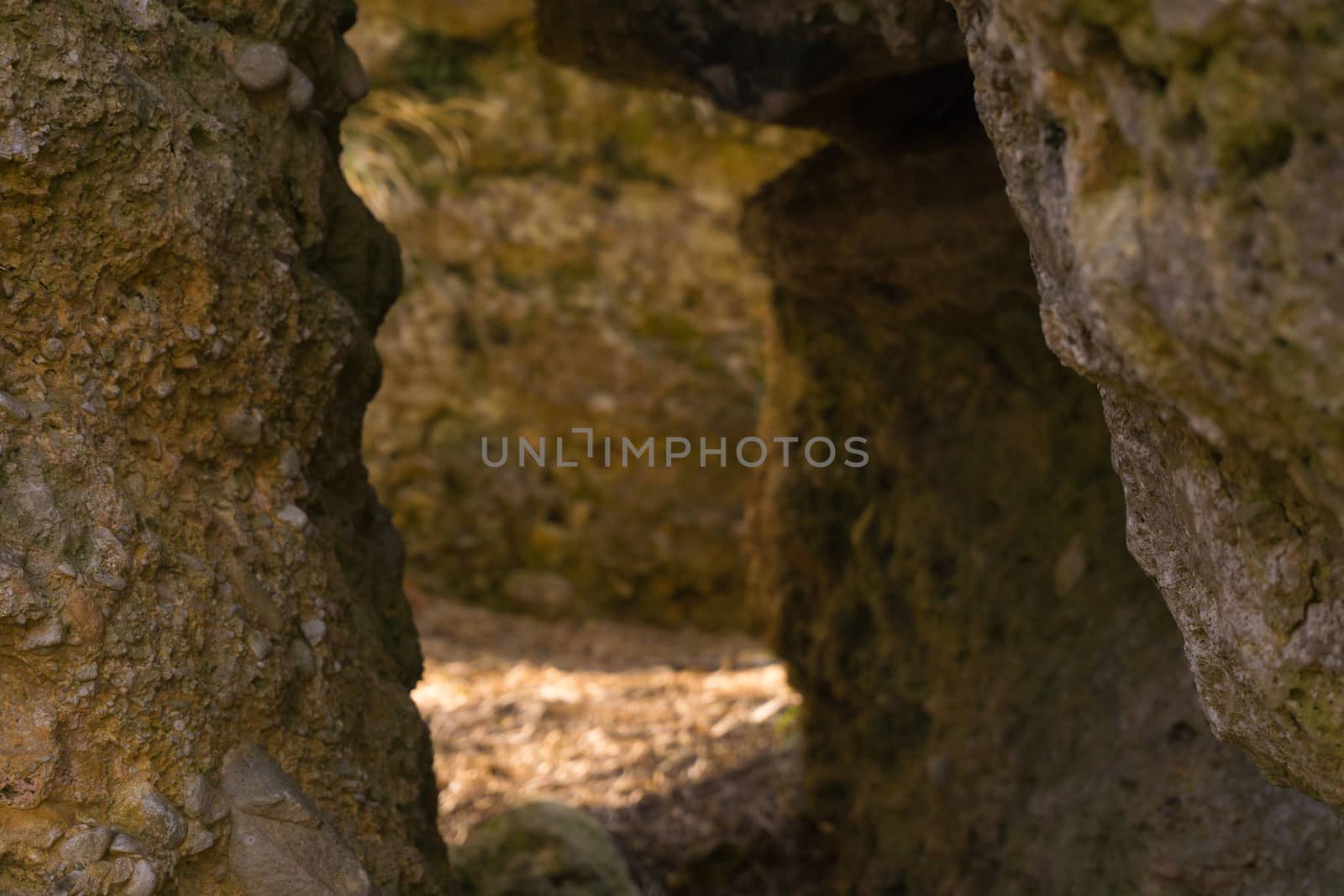 a little cave with heavy stones made by hand