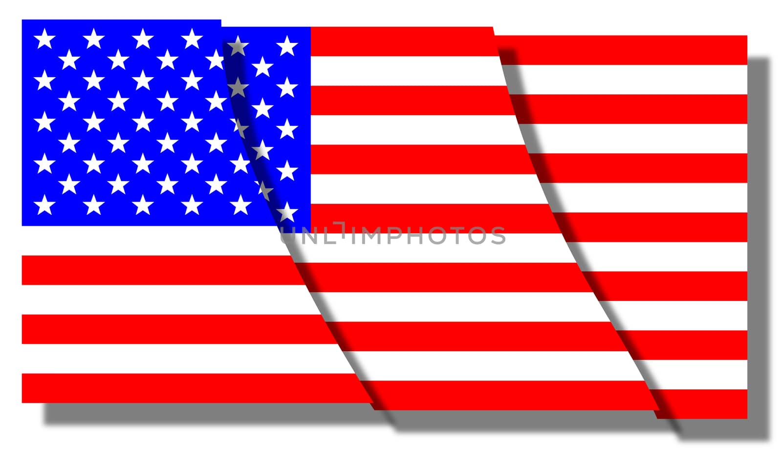 The 'Stars and Stripes' flag of the United States of America segmented into sections over white